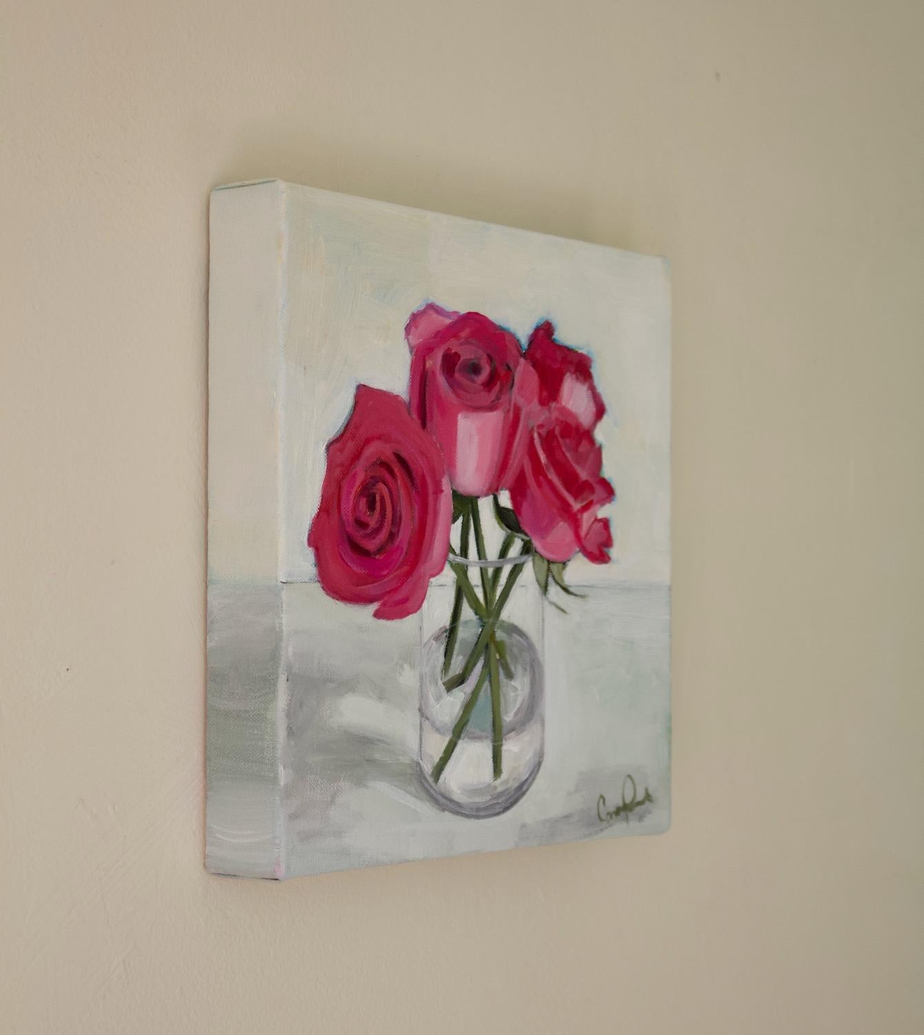 Four Roses, Original Painting - Impressionist Art by Carey Parks