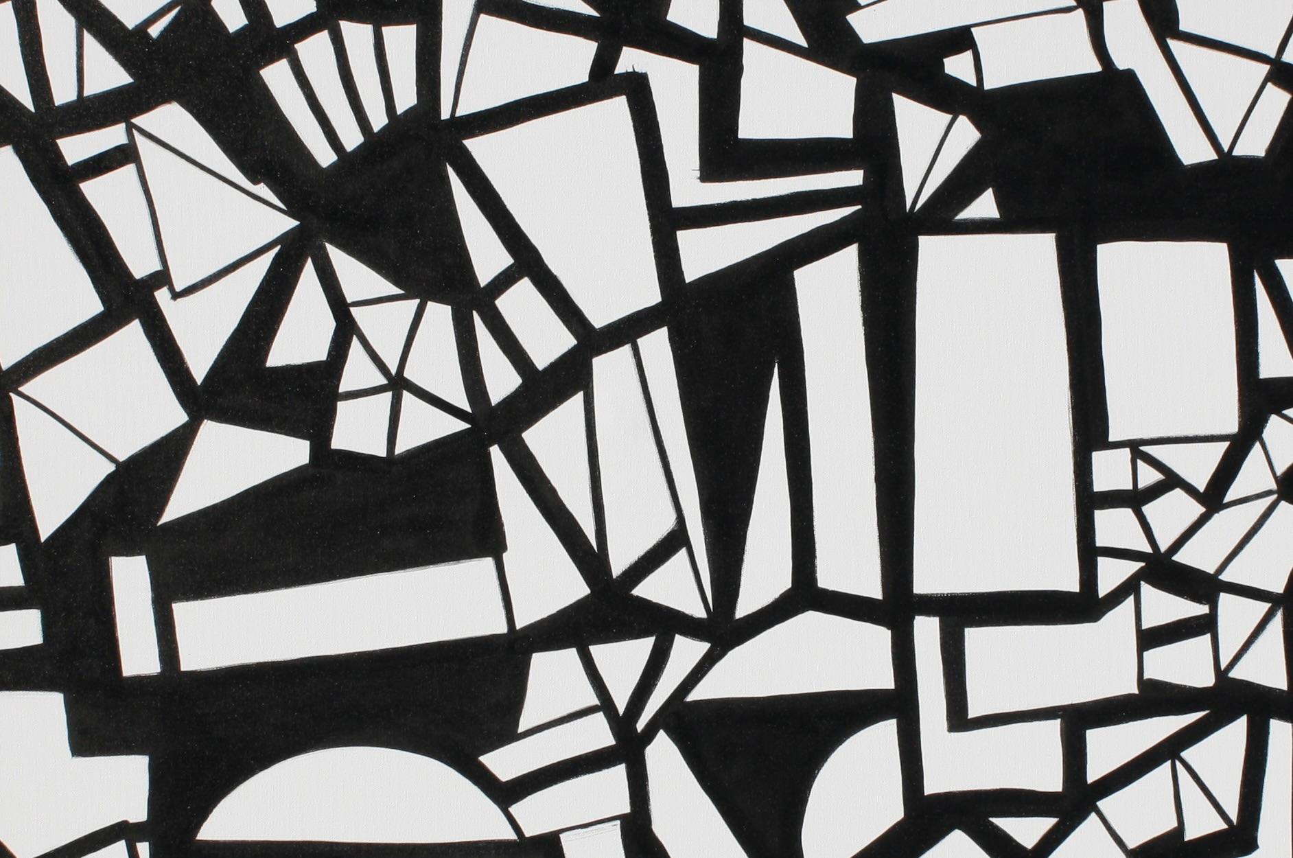 <p>Artist Comments<br>In this black-and-white abstract piece, the deliberate arrangement of diverse forms and colors gives rise to distinctive patterns. The non-representational quality of the visual elements within the composition invites