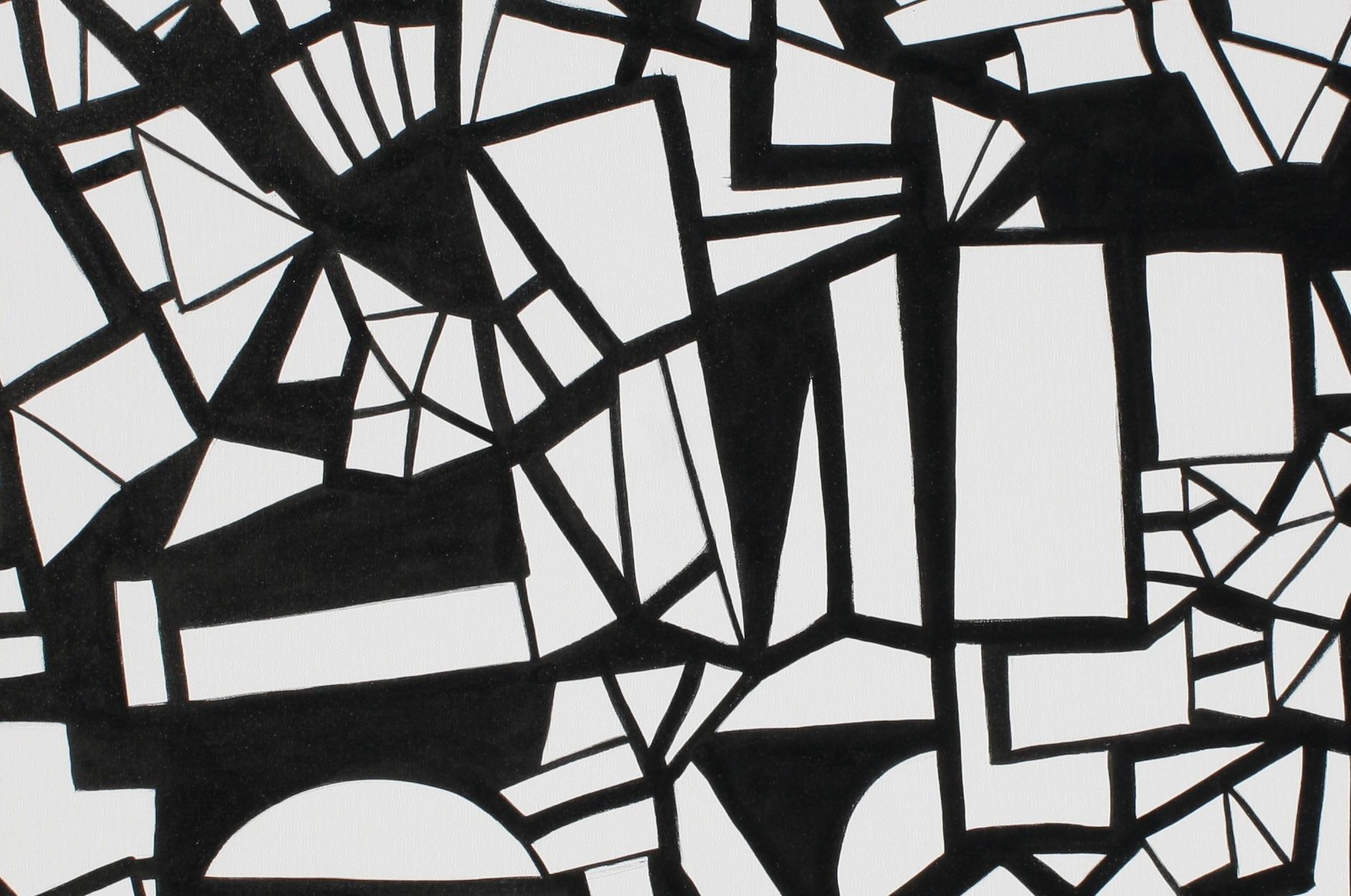 Sentence 3, Abstract Painting - Black Abstract Drawing by Roman Antopolsky