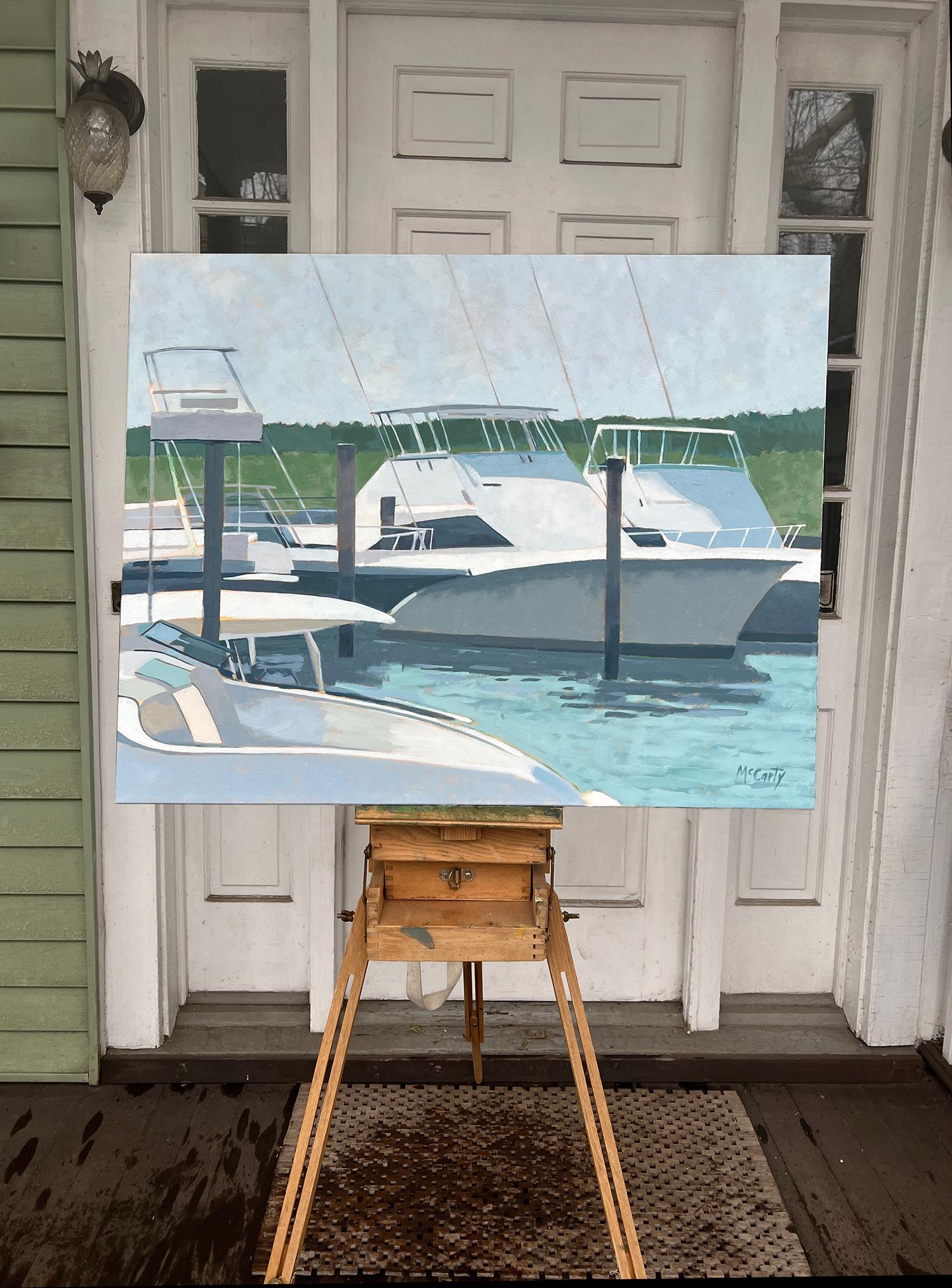 Boat Dock, Ölgemälde (Impressionismus), Painting, von Brian McCarty