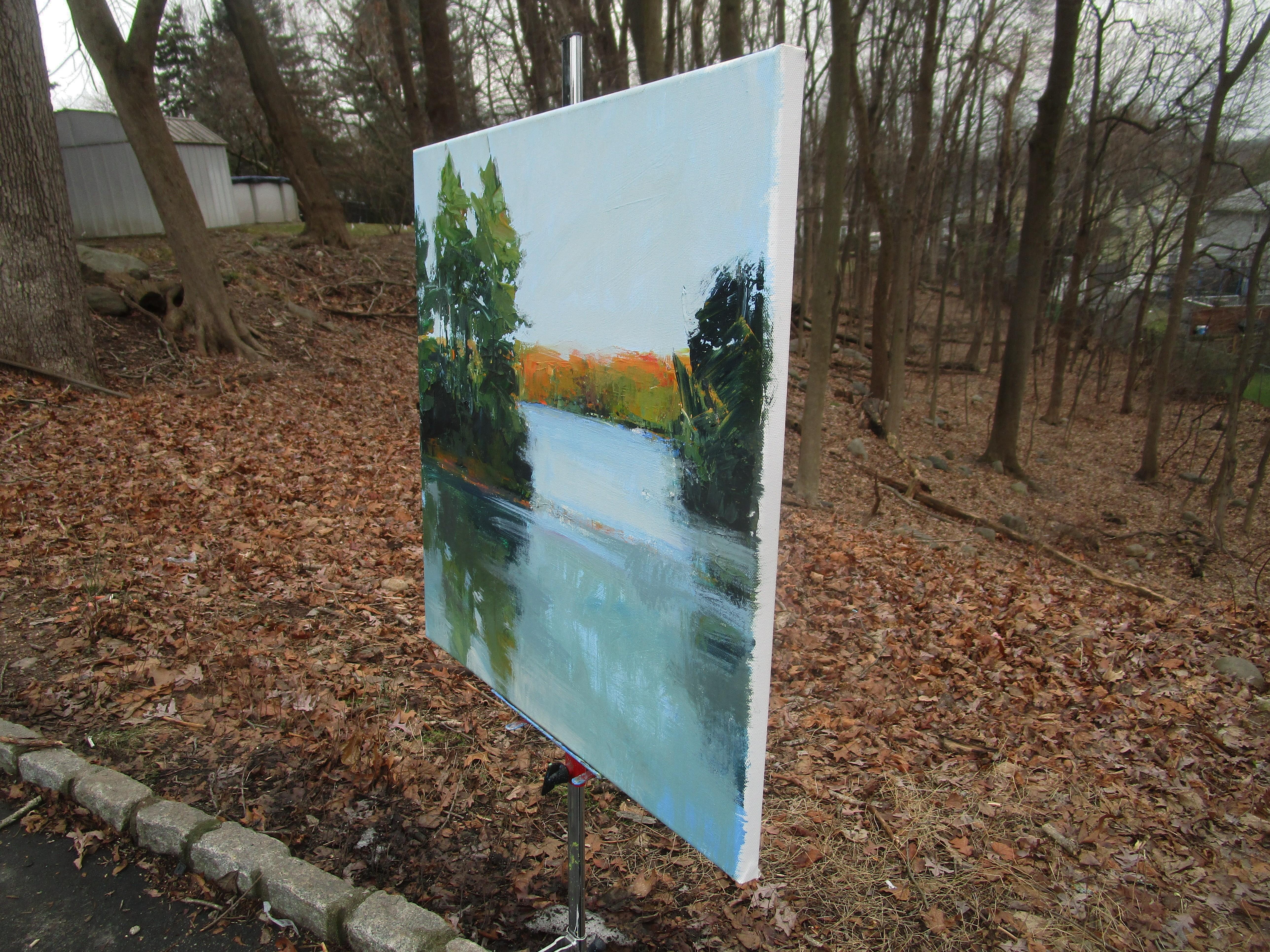 Lake at Dusk, Harriman, Original Painting - Impressionist Art by Janet Dyer