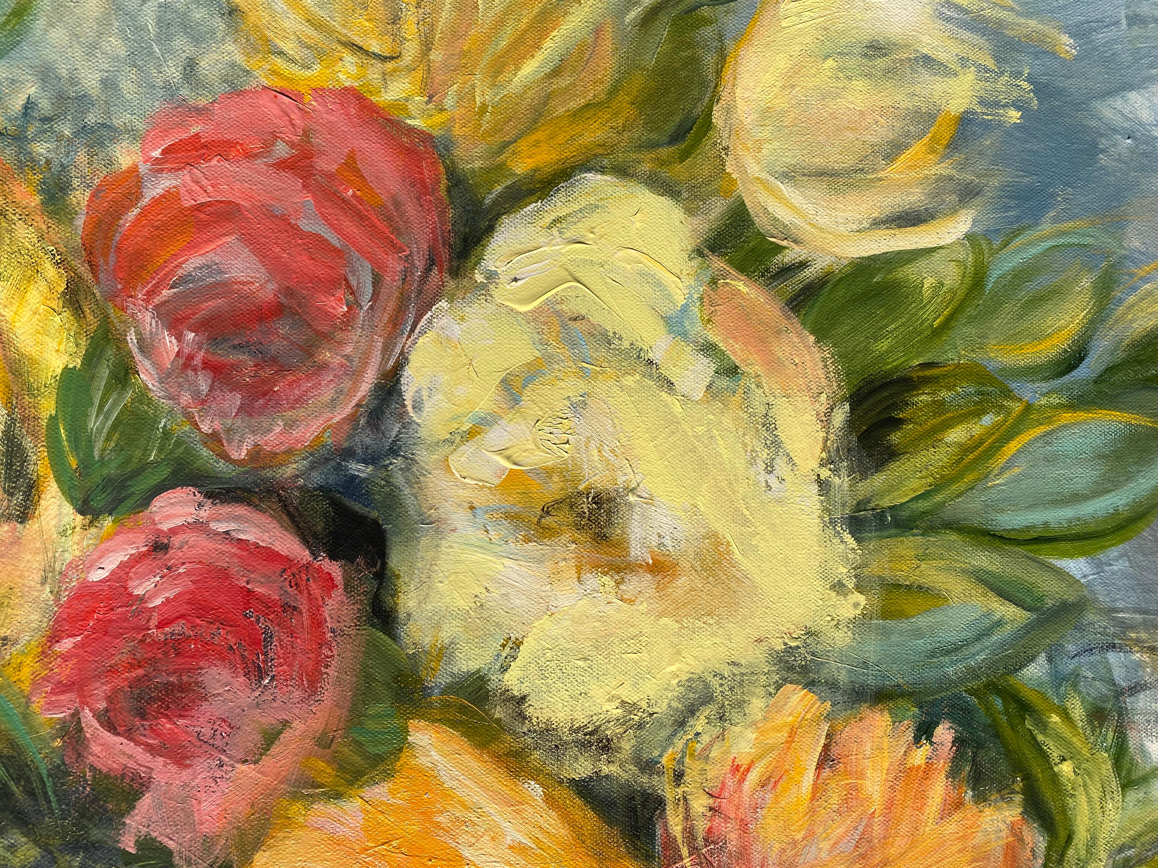 <p>Kommentare des KünstlersEine Fülle von Blumen sprießt aus einer einfachen Glasvase.<br> Die verschiedenen Farben, Formen und Größen vermitteln den Eindruck eines blühenden Gartens. Mehrere dicke Farbschichten stellen das dynamische Aussehen der