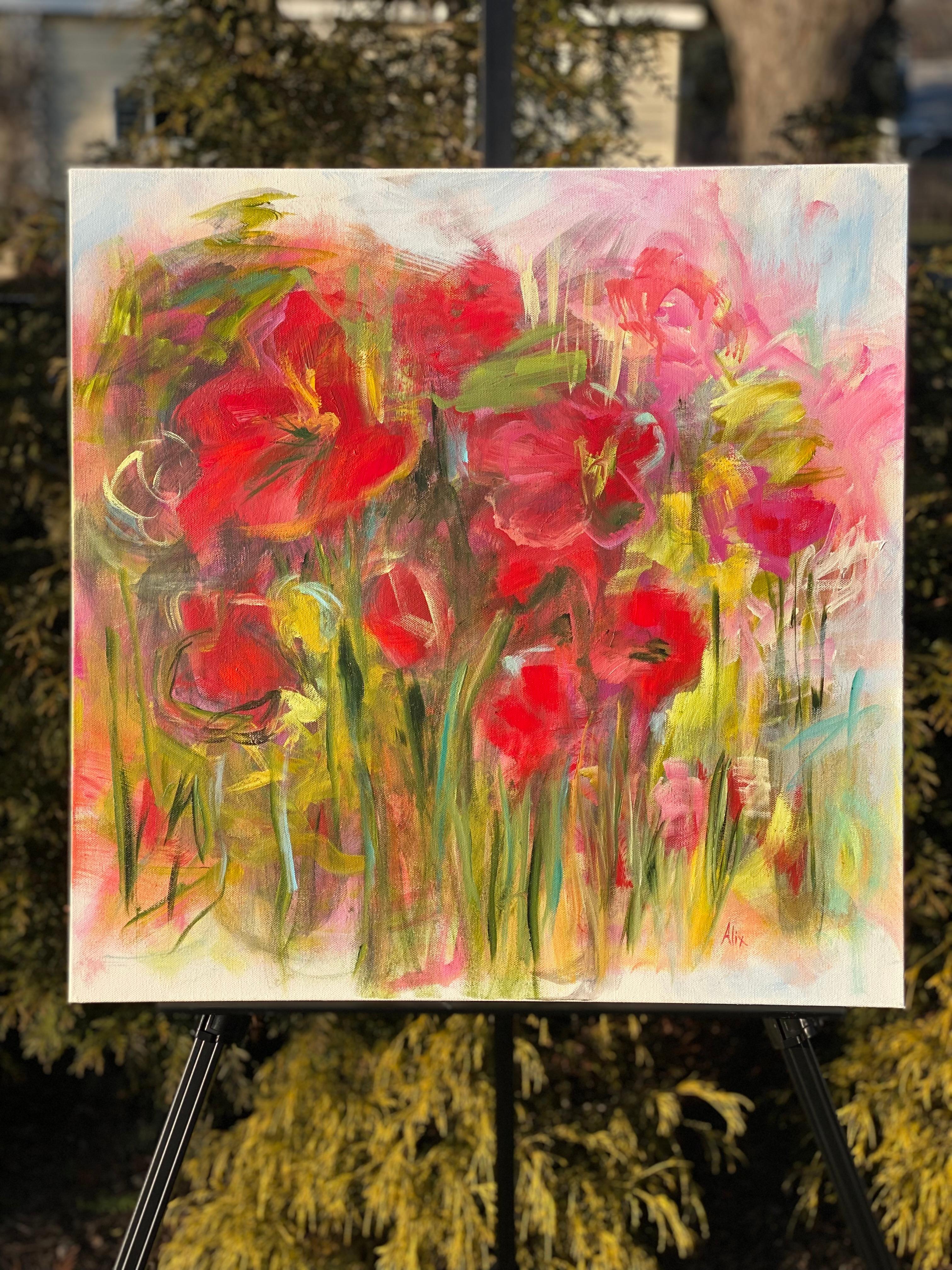 <p>Artist Comments<br>Poppies sway with the wind, creating a motion blur that adds a dynamic touch to the scene. Vibrant red tones sharply contrast with rich greens, highlighting the expressive beauty of the flowers. Artist Alix Palo draws