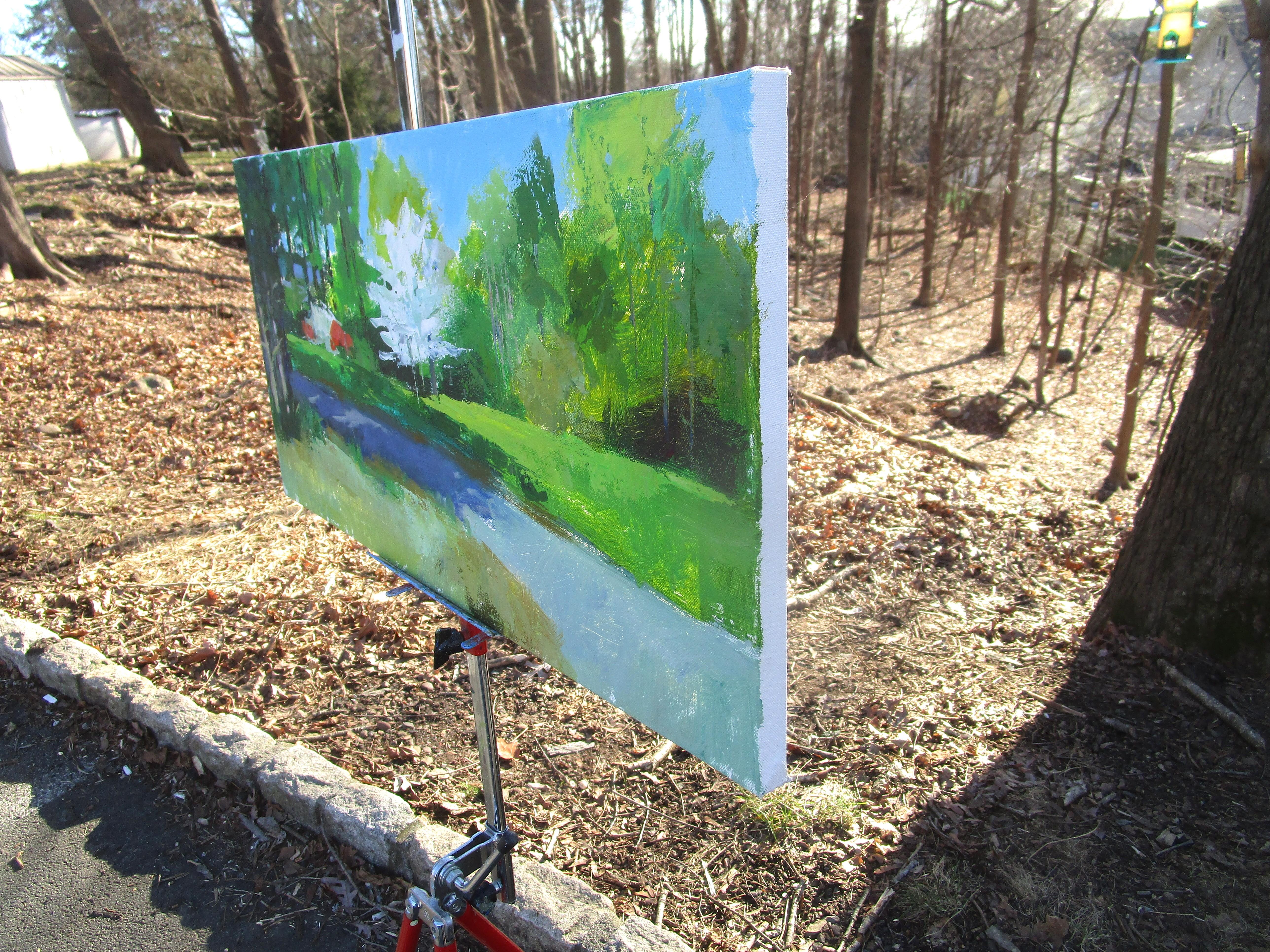 Spring, Suburbs, Originalgemälde (Impressionismus), Art, von Janet Dyer