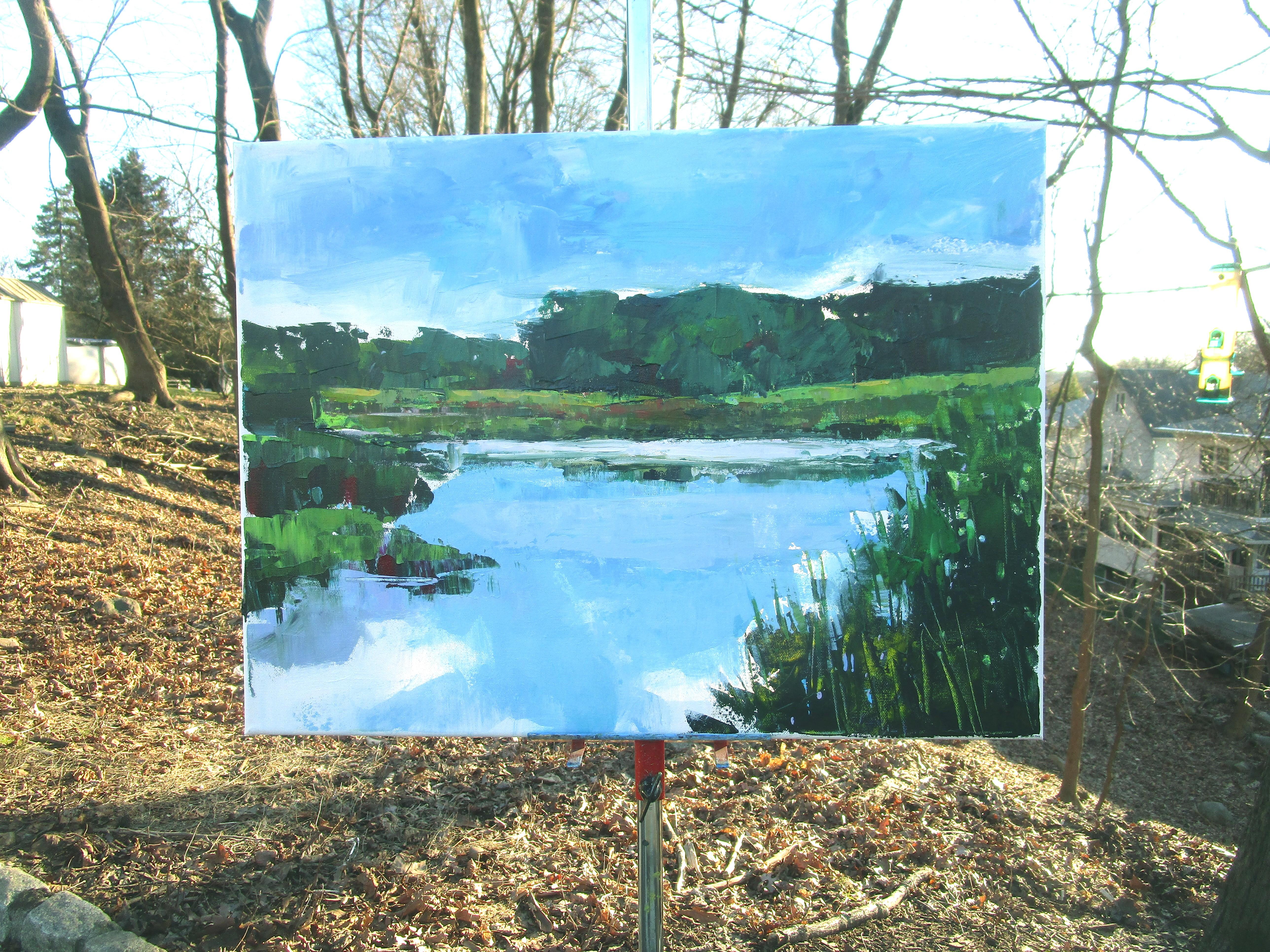 Marsh on a Sunny Day, Originalgemälde (Impressionismus), Painting, von Janet Dyer