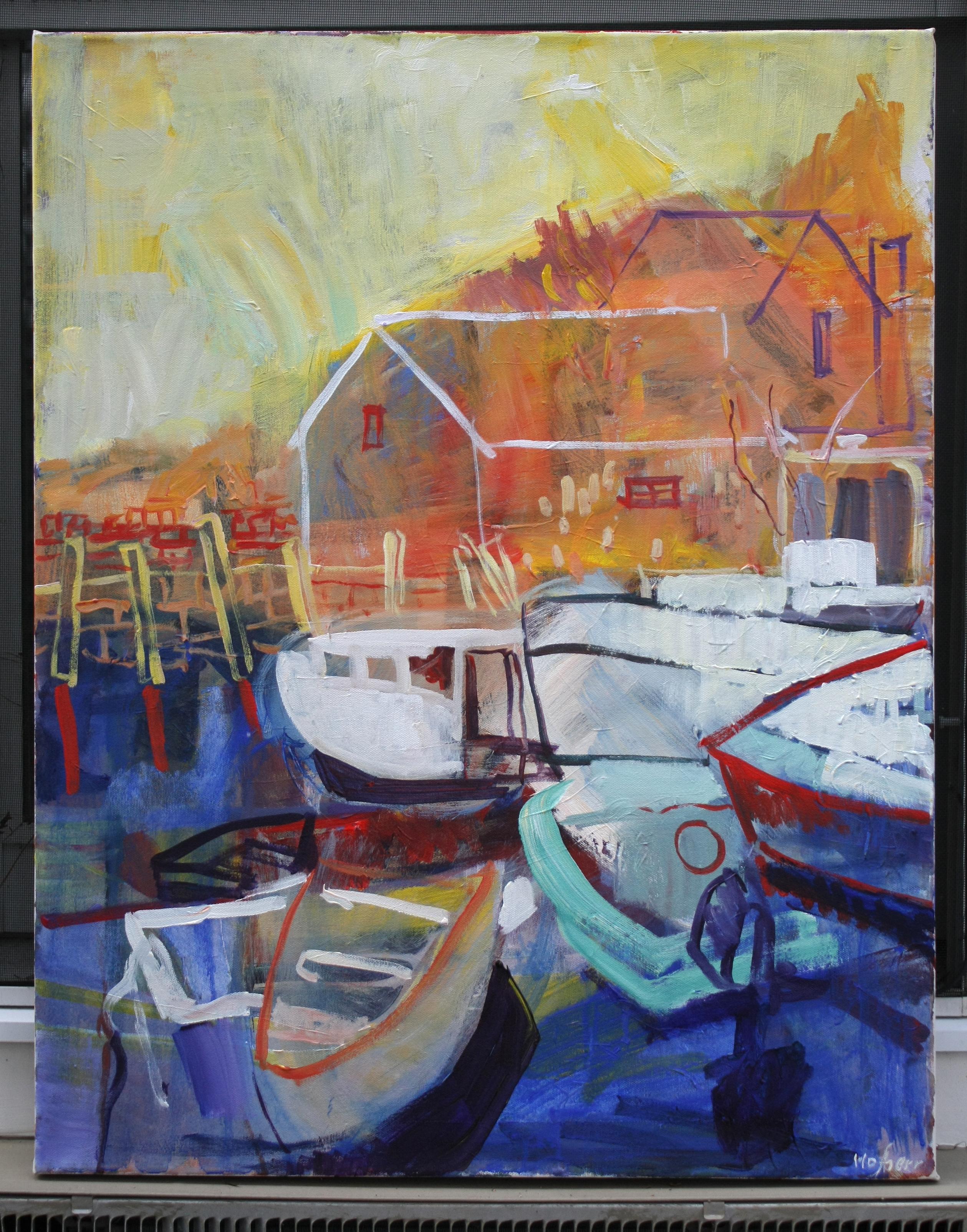 <p>Artist Comments<br>Fauvist color and energetic paint handling invigorate a Massachusetts harbor. Displaying an expressive and loose painting technique, the underpainting actively becomes part of the composition. The subtle treatment of the
