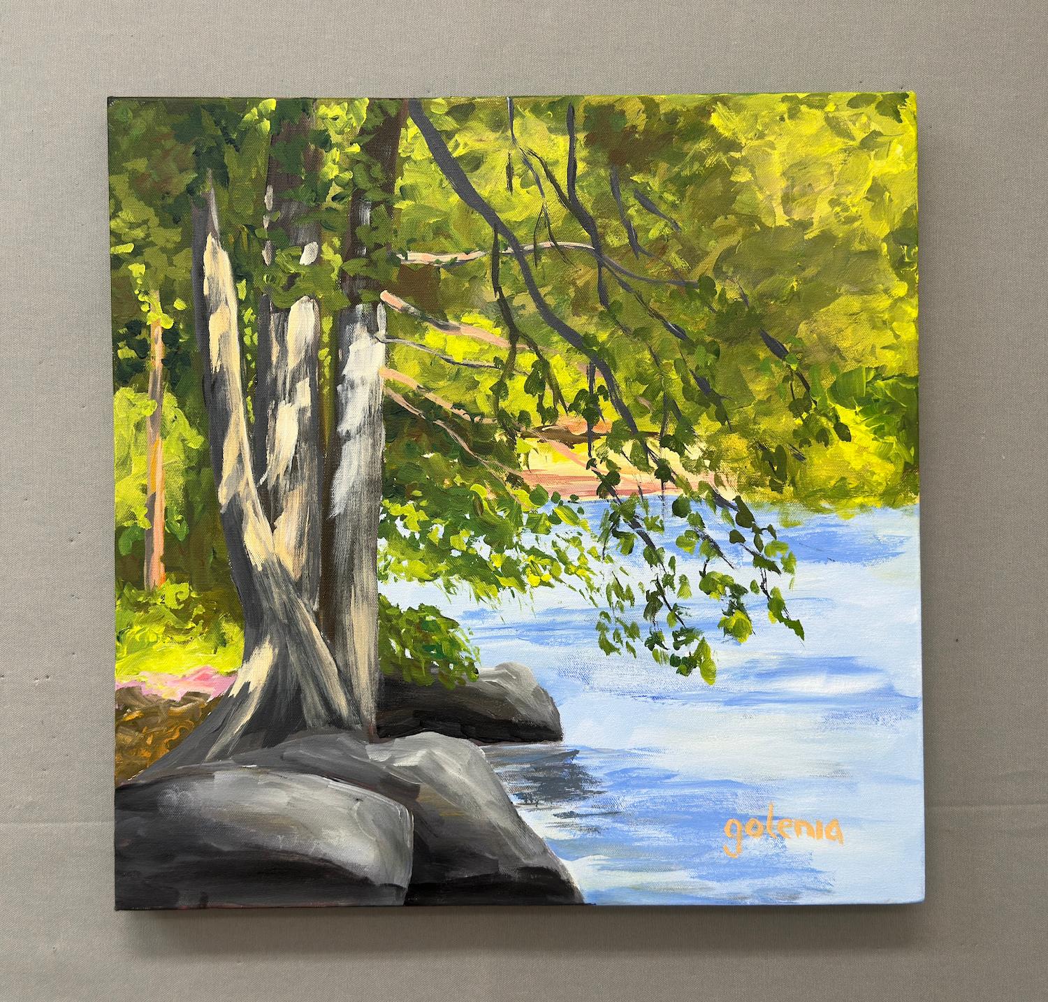 Best Spot on the River, Originalgemälde (Impressionismus), Painting, von JoAnn Golenia