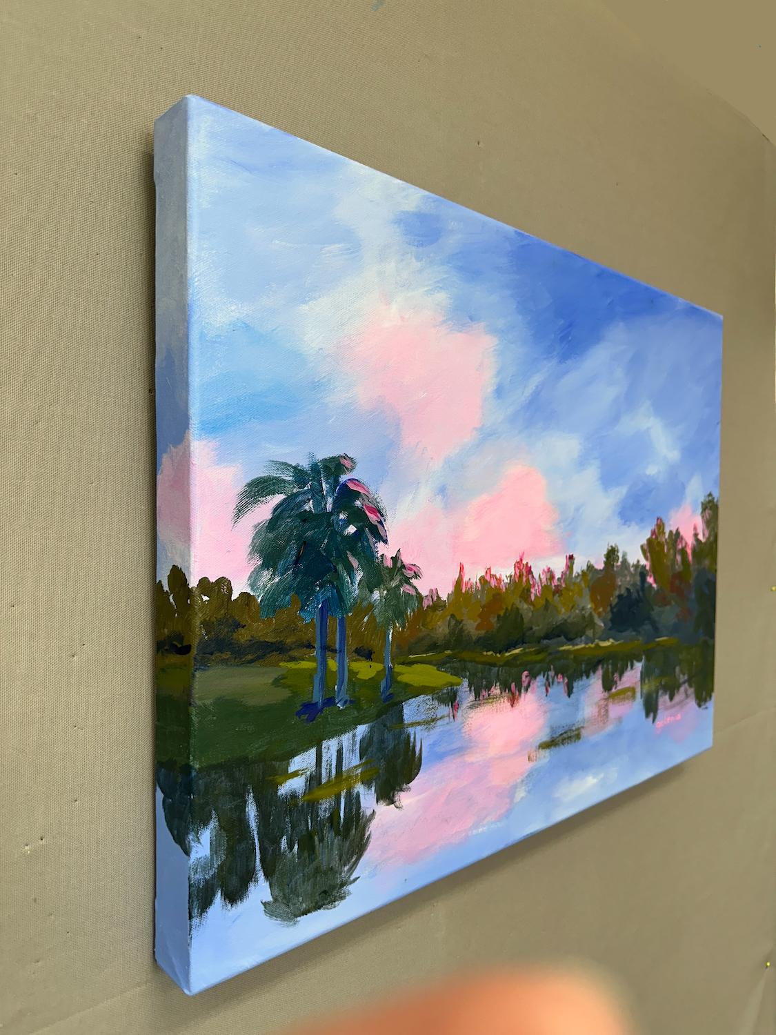 Sunrise at the Lakes, Original Painting - Impressionist Art by JoAnn Golenia