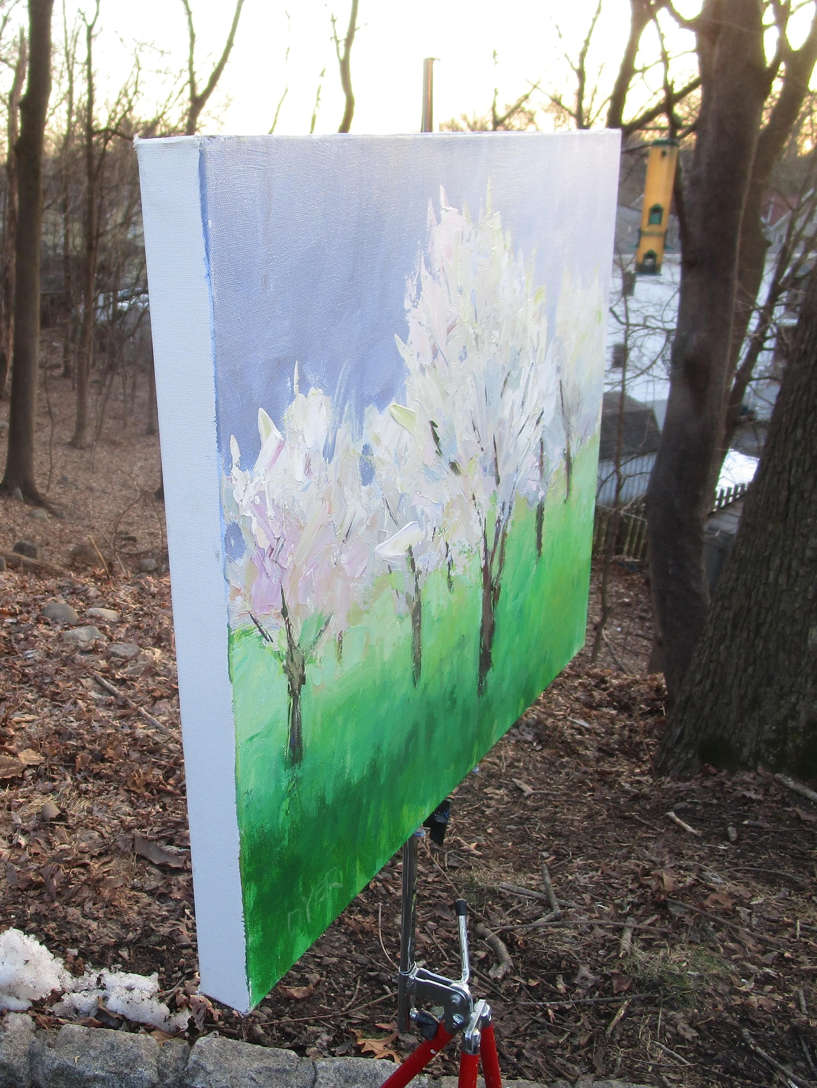 Spring on the Hillside, Originalgemälde (Impressionismus), Art, von Janet Dyer
