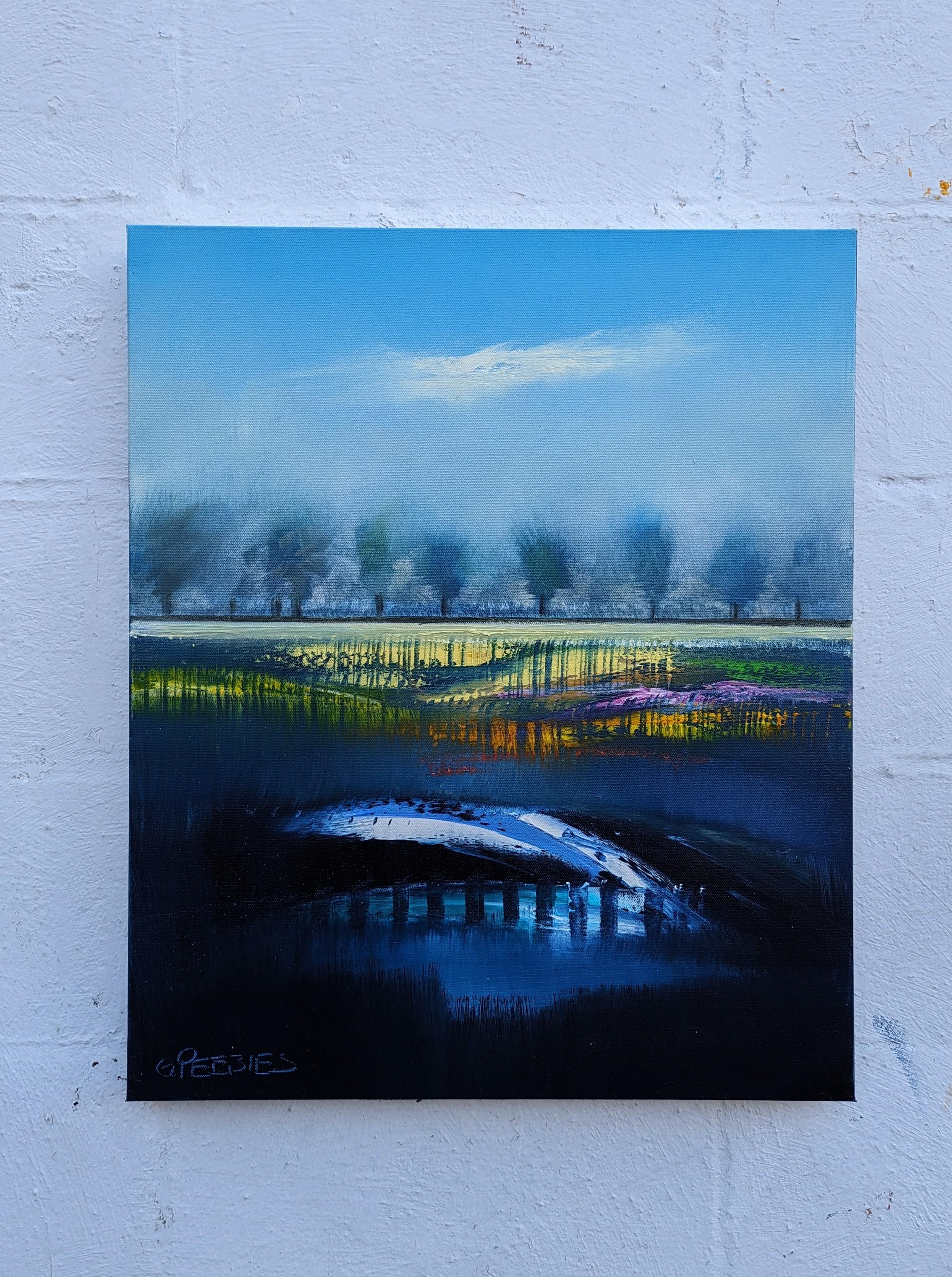 The Pond, peinture à l'huile - Expressionniste Painting par George Peebles