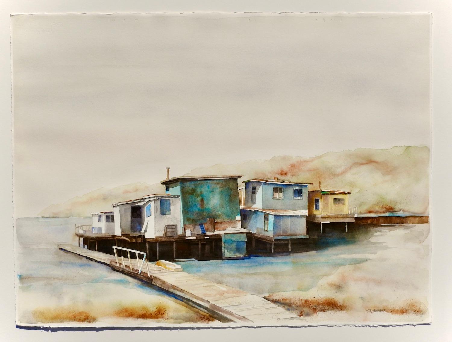 <p>Artist Comments<br>A cluster of shacks perches on the shallow side of the water. During a trip to Sausalito, California, artist Thomas Hoerber detours to the back of San Francisco Bay, where he sees these simple dwellings. Finding solace in the