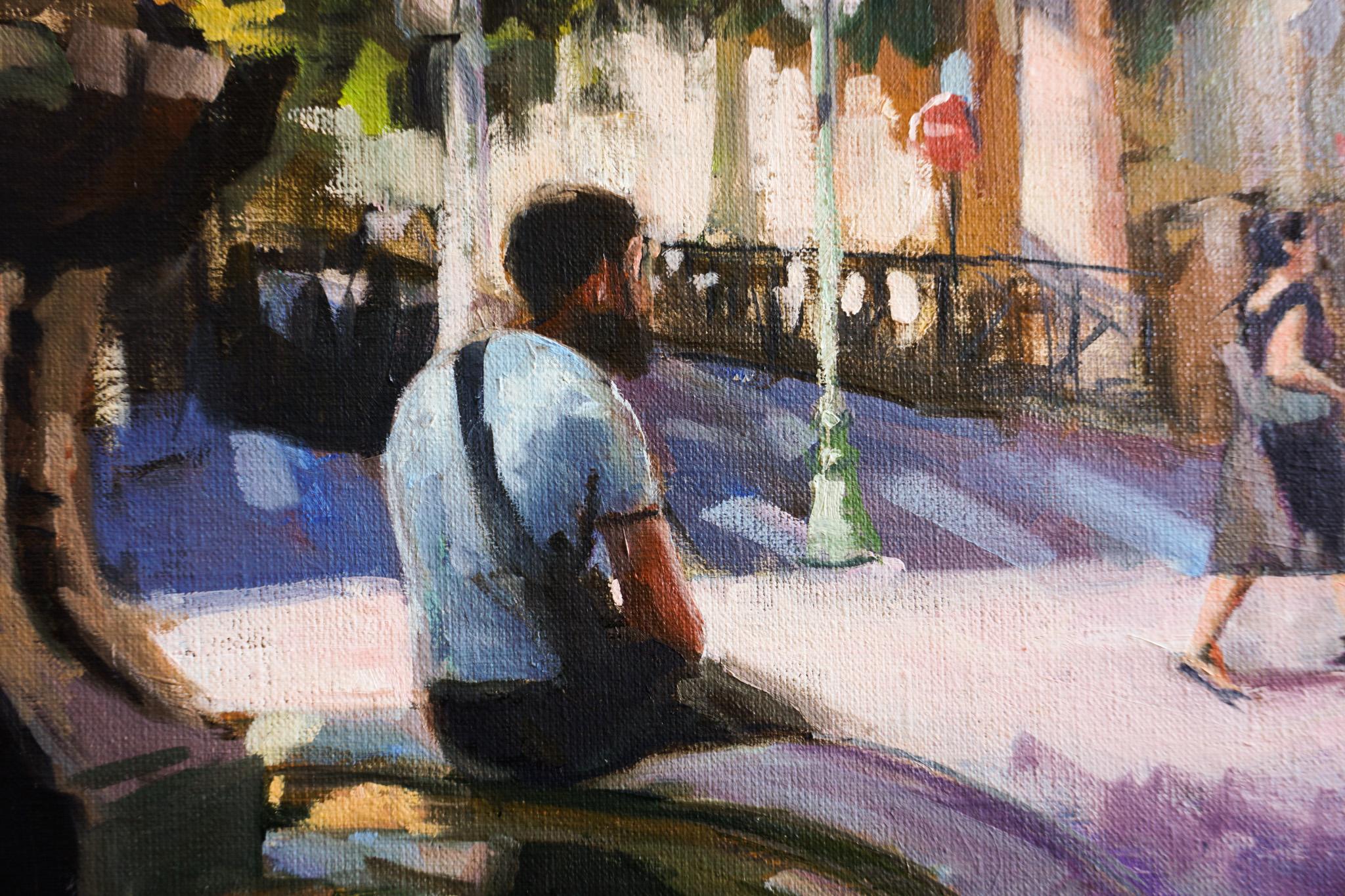People Watching in Aix en Provence, Oil Painting For Sale 1
