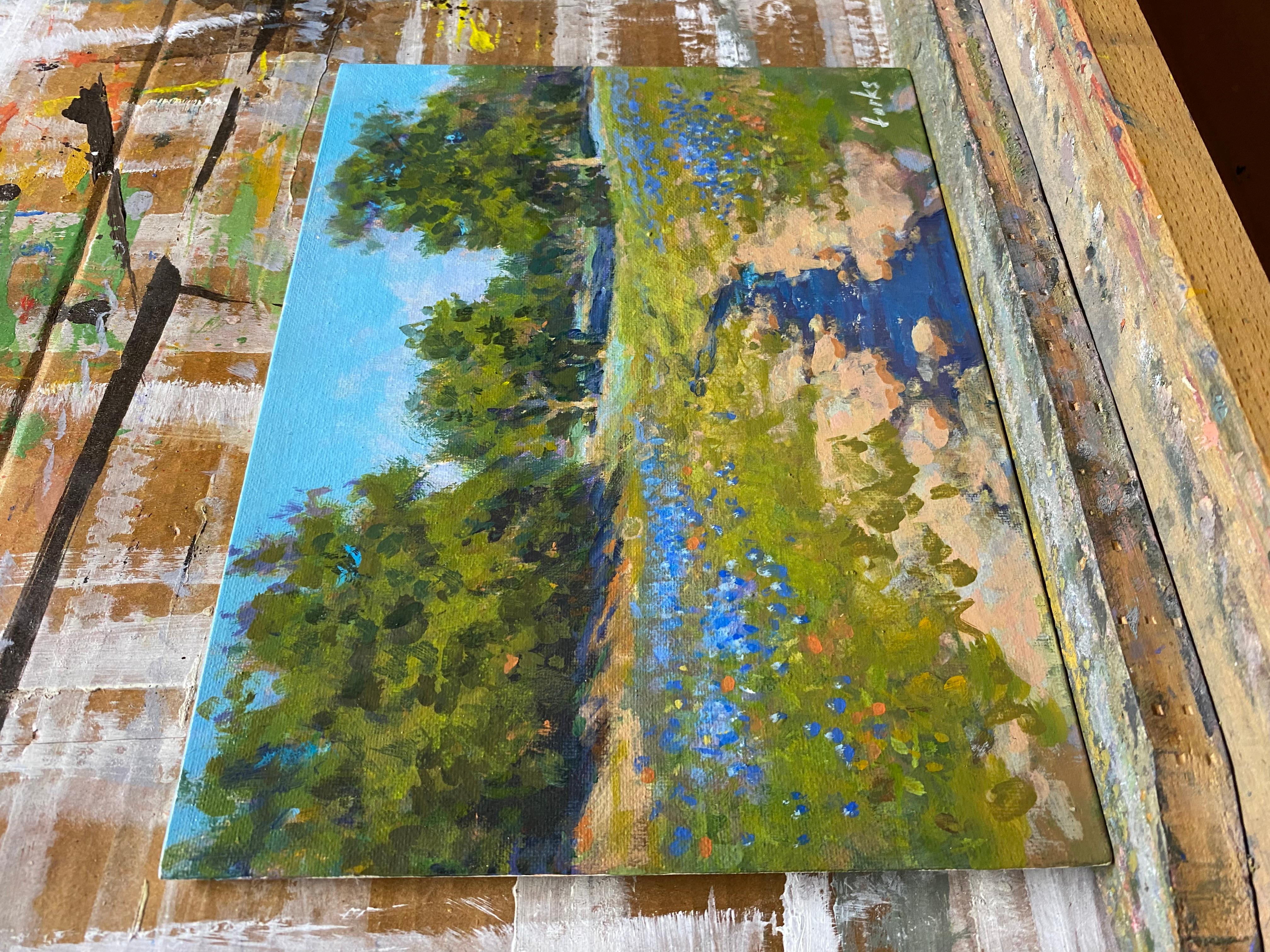 <p>Artist Comments<br />Following rainfall, a small brook remains in the heart of a hill in Willow City near Fredericksburg, Texas. Bluebonnets scatter across the ground, creating a tonal harmony with the water and the sky. The lush greens of the