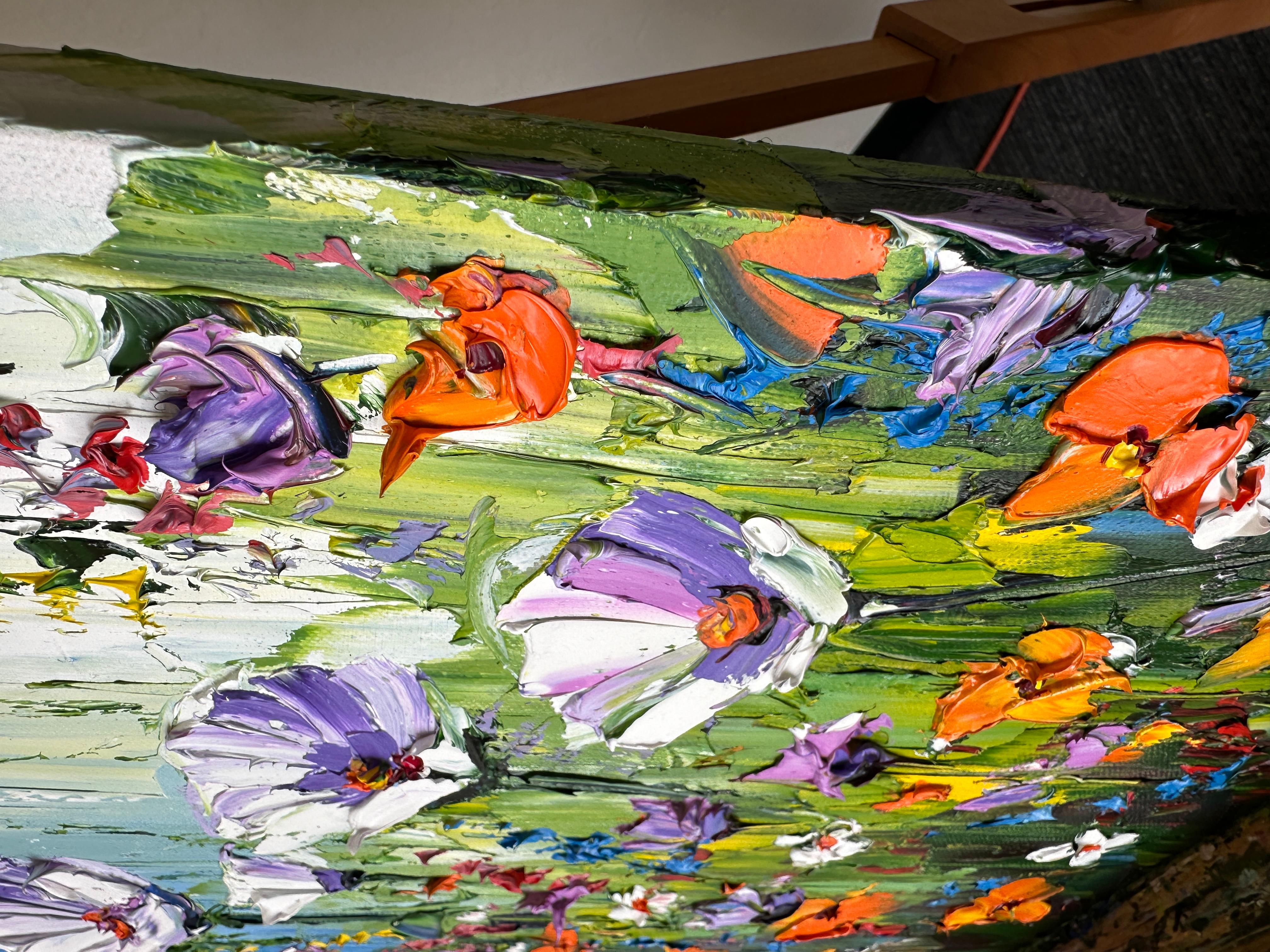 rêve de jardin joyeux, peinture à l'huile - Impressionnisme Art par Lisa Elley