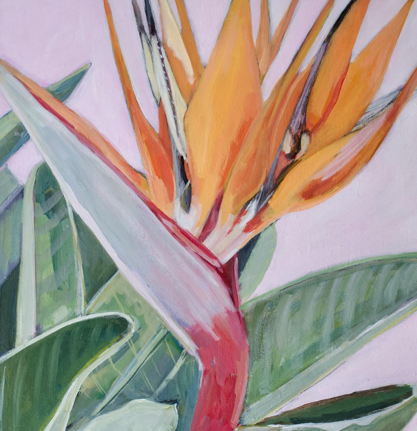 <p>Kommentare des Künstlers<br>Ein Paradiesvogel bezaubert durch seine Schönheit. Ihre feurigen Blütenblätter stehen in lebhaftem Kontrast zu den üppig grünen Blättern. Inspiriert von einem Foto, das sie bei einem Spaziergang in Santa Monica