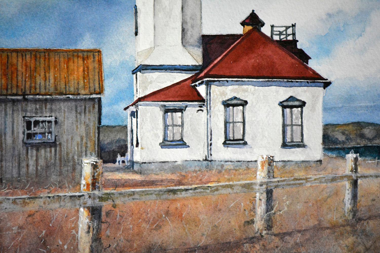 Point Wilson Lighthouse, Original Painting For Sale 1