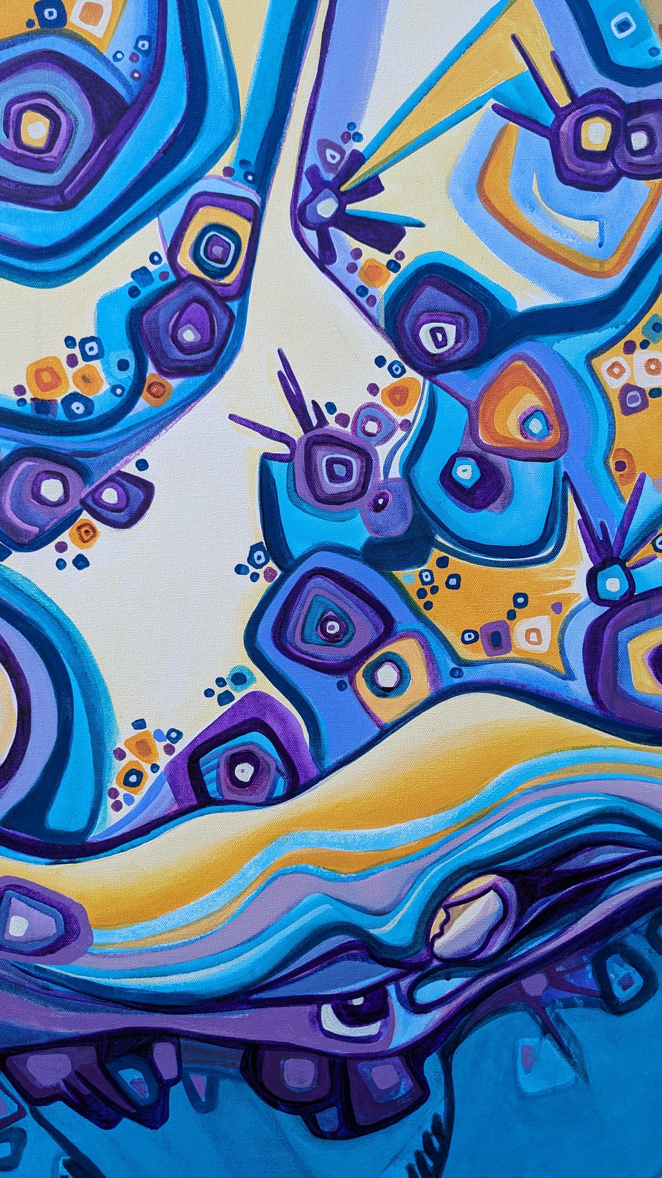 Más allá de este mundo, Pintura original - Landscape Painting Azul de Diana Elena Chelaru