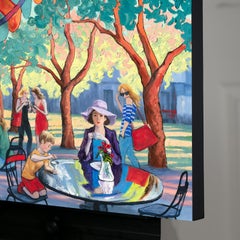 Sunday Morning. Street Cafe in Boulder, Colorado, Oil Painting