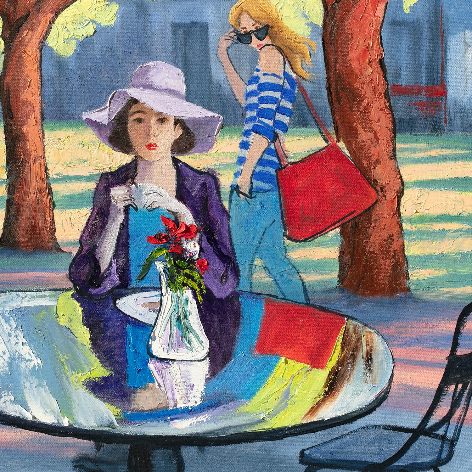 Sunday Morning. Street Cafe in Boulder, Colorado, Oil Painting For Sale 1