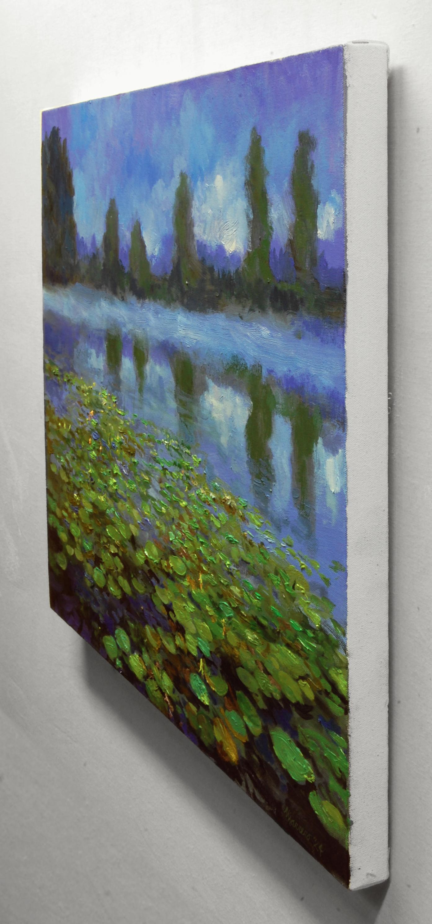 Brume matinale et lys, peinture à l'huile - Impressionnisme Art par Onelio Marrero