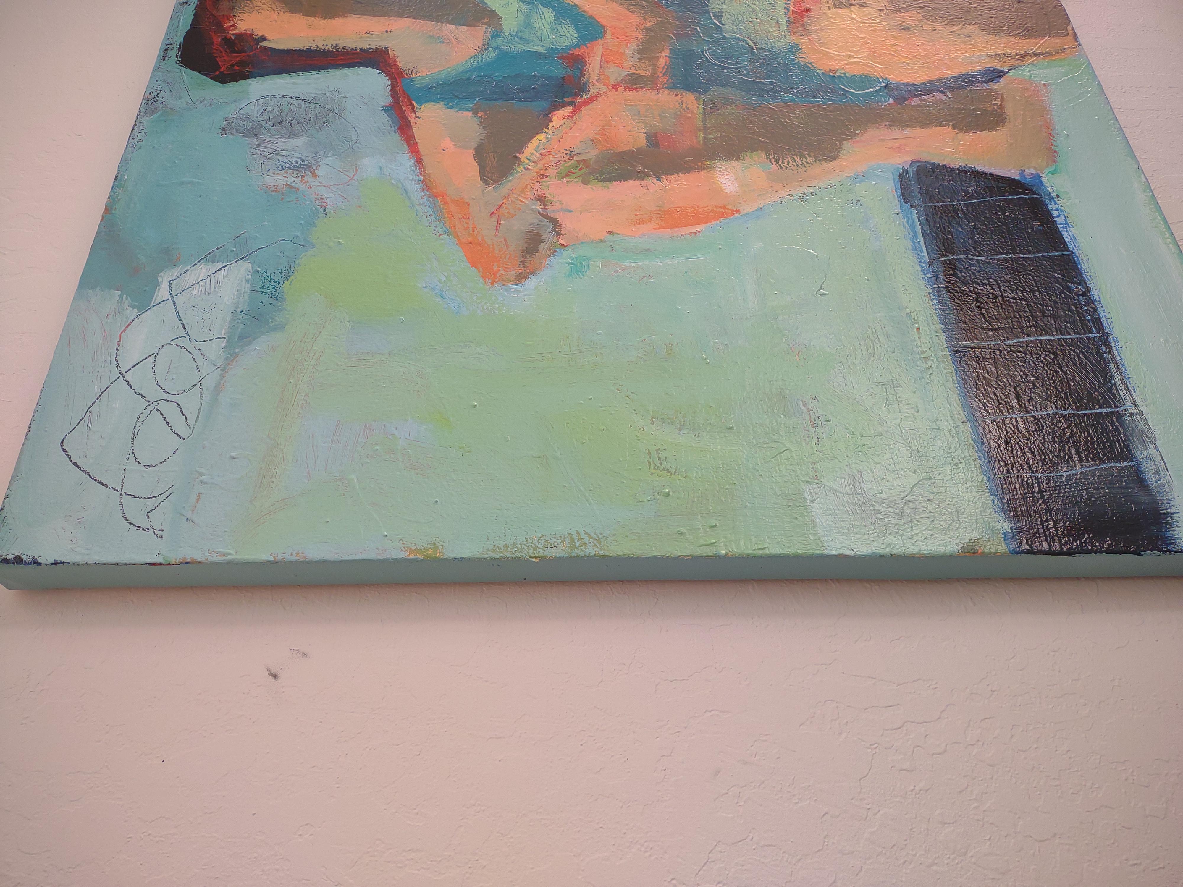 Poolside, peinture originale - Painting de Gail Ragains