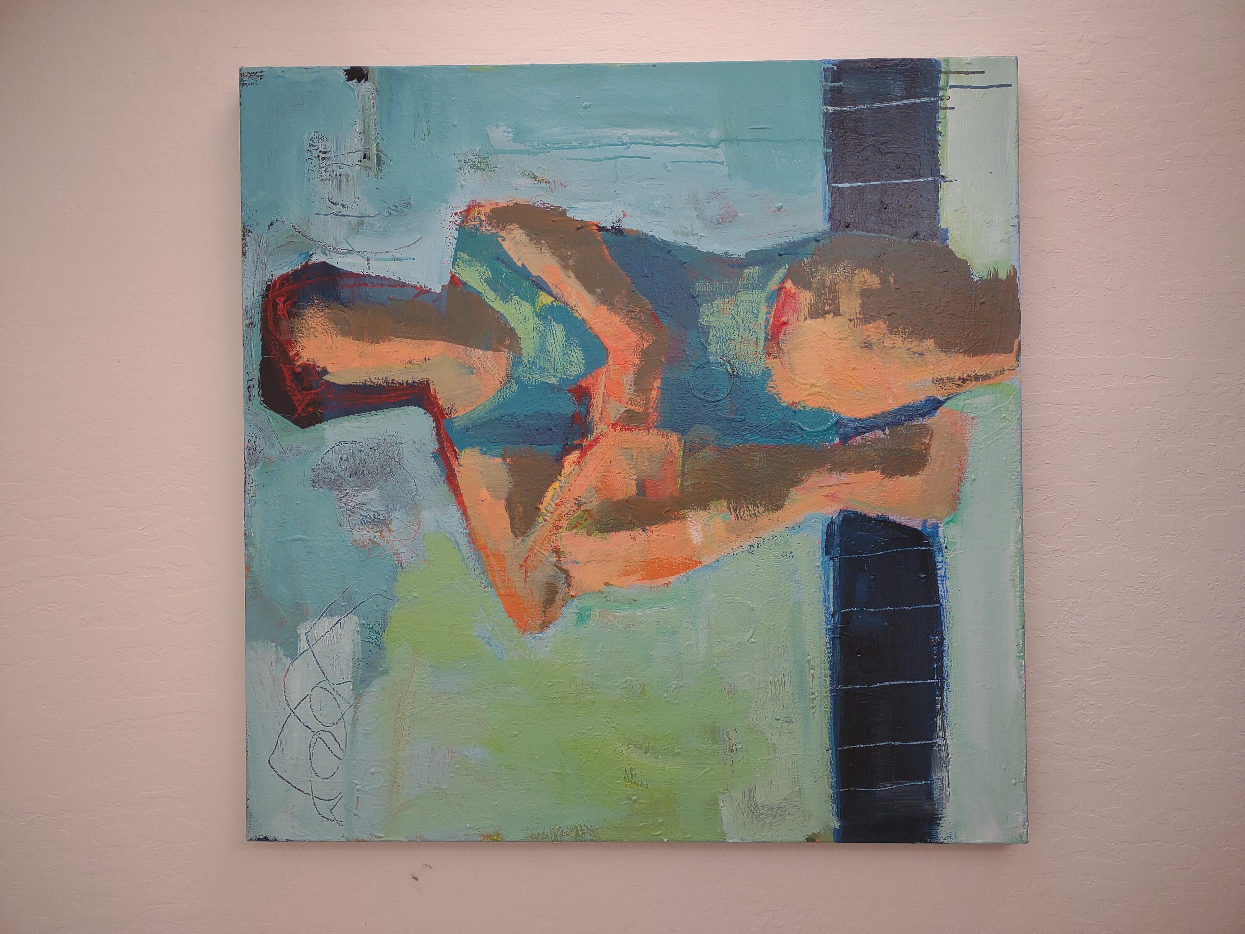 Poolside, peinture originale - Expressionniste Painting par Gail Ragains