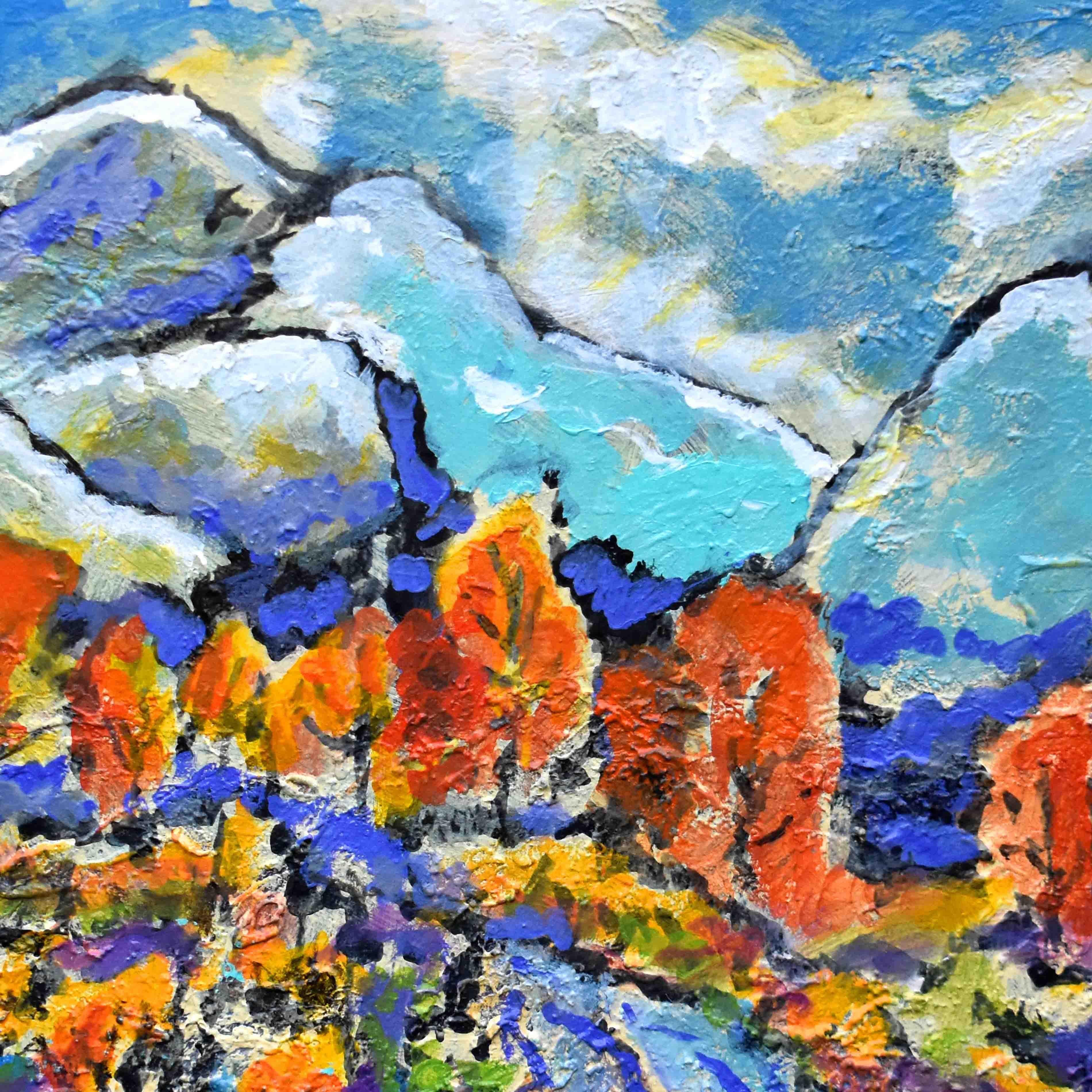Up Yonder, peinture originale - Gris Landscape Painting par Kip Decker