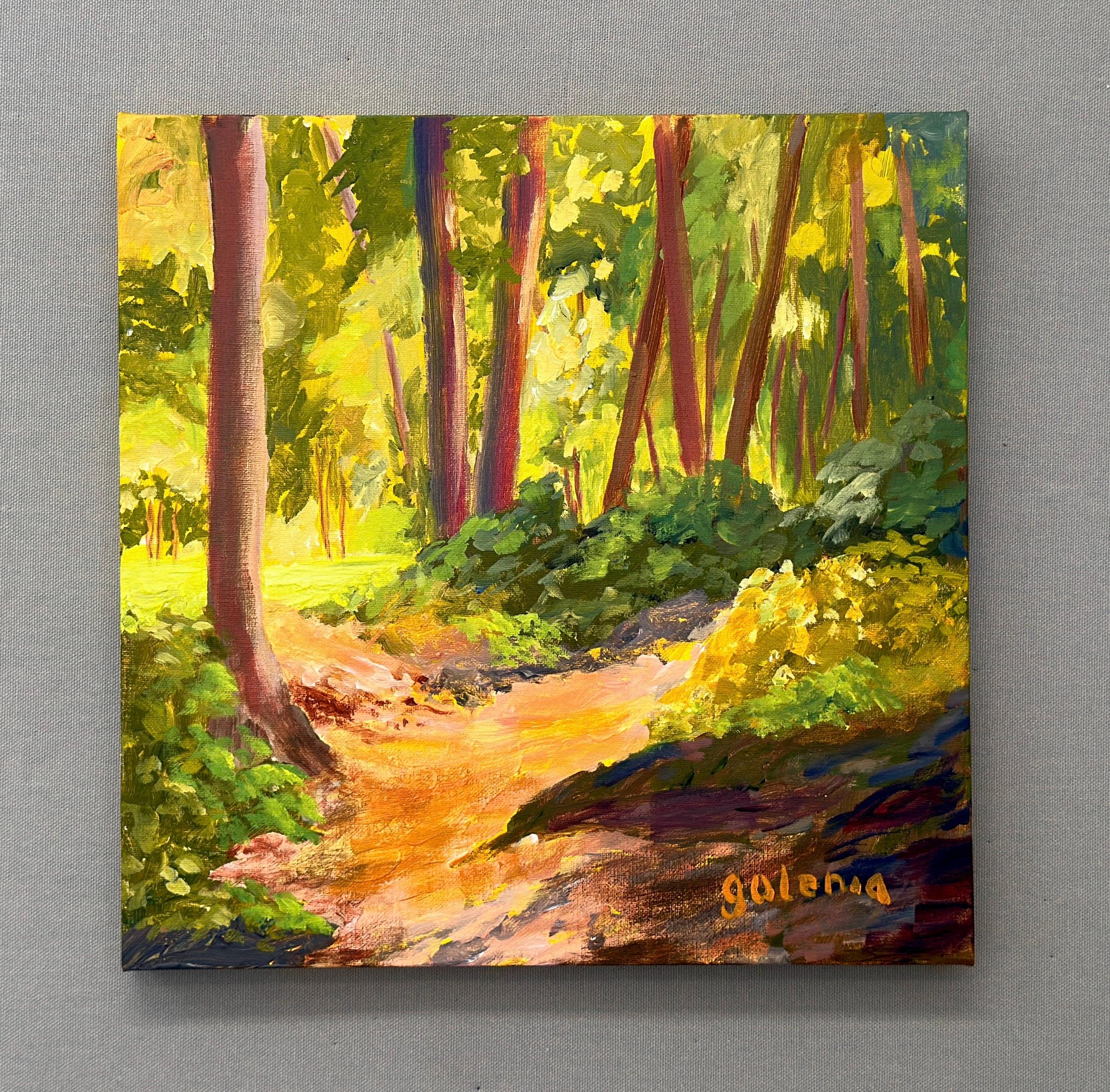 Randonnée printanière, peinture originale - Impressionnisme Painting par JoAnn Golenia