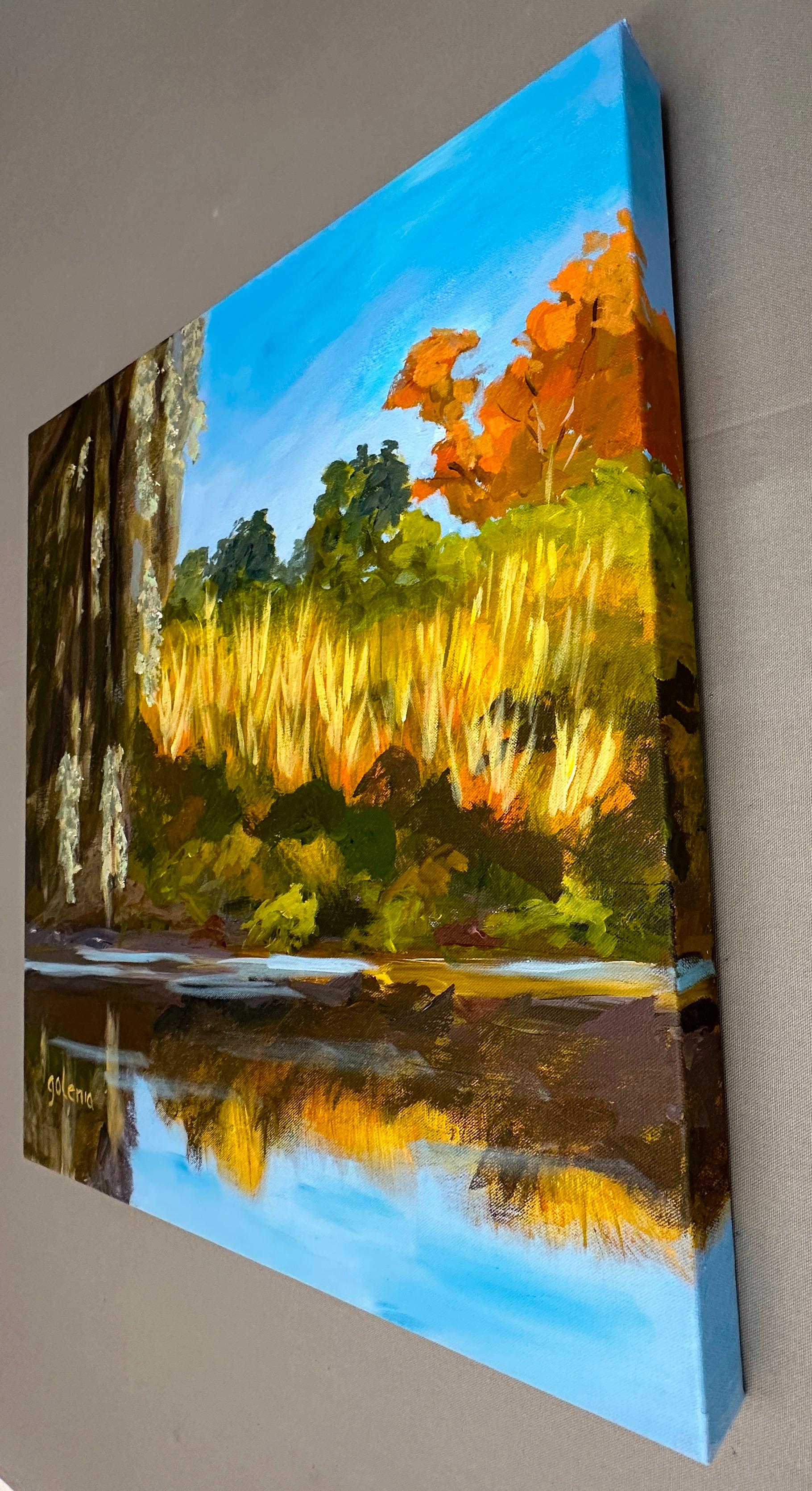 Mousse espagnole et herbes de rivière, peinture originale - Impressionnisme Art par JoAnn Golenia