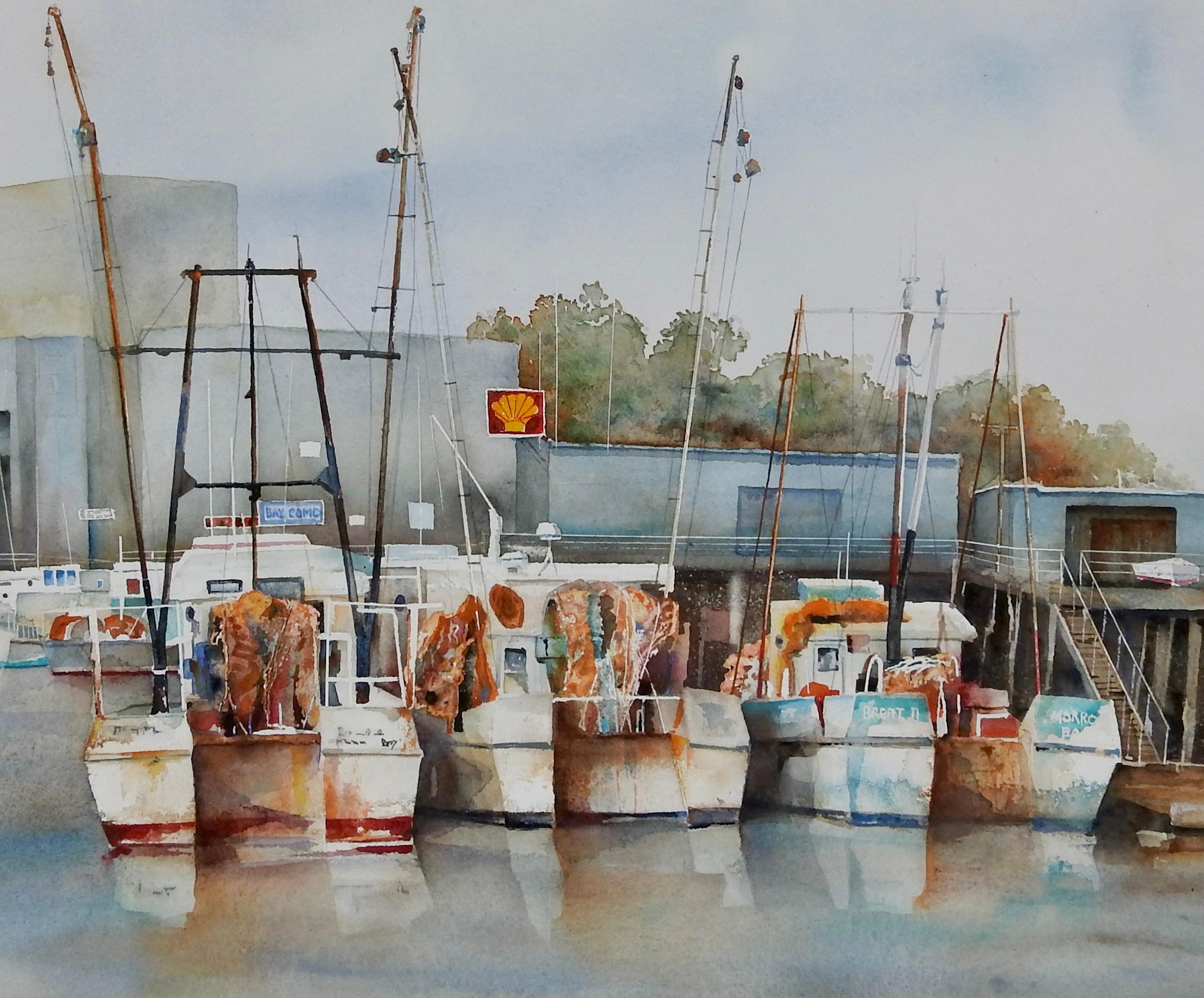 Ready and Waiting, Original Painting - Gray Landscape Art by Thomas Hoerber