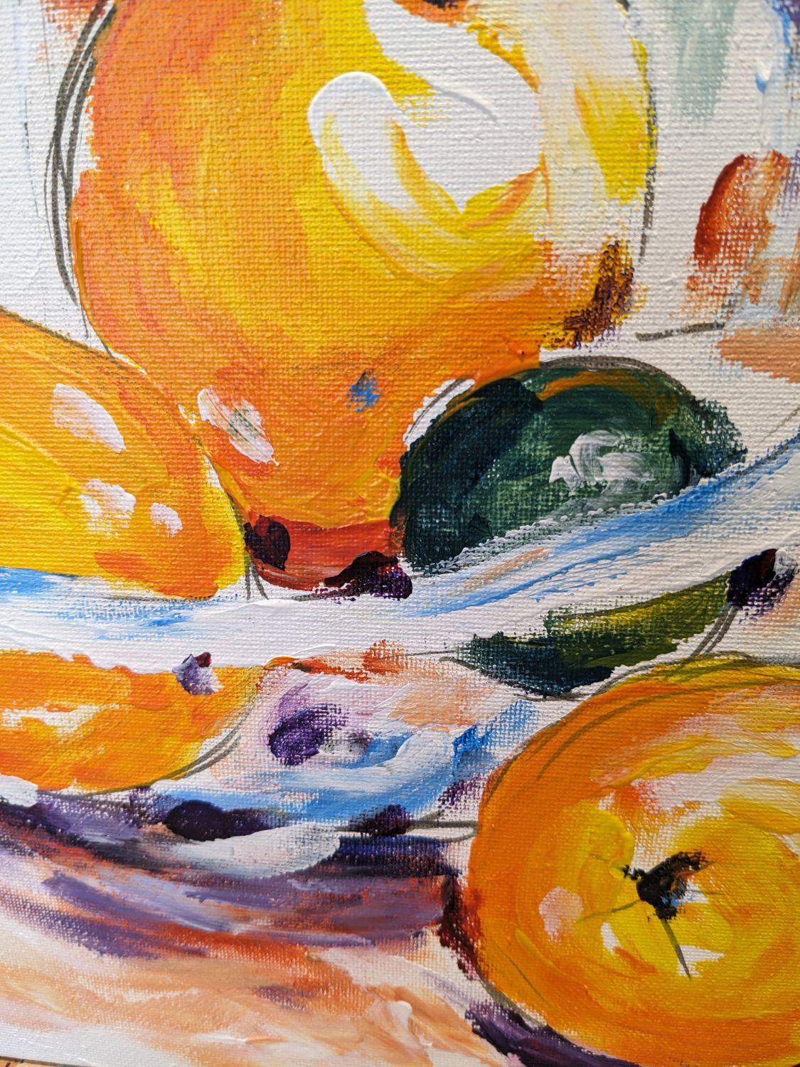 Zitrus-Stillleben, Originalgemälde (Beige), Still-Life Painting, von Samuel Pretorius