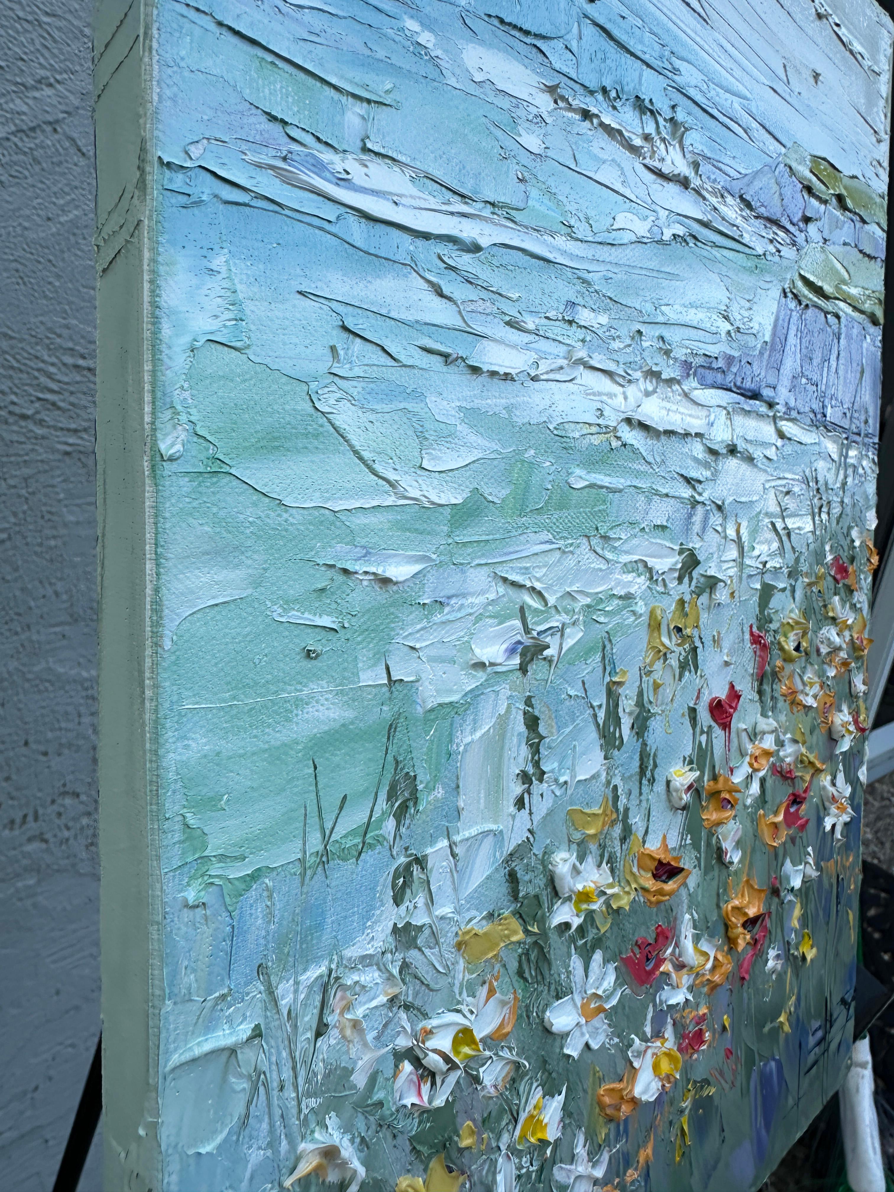 Calm Coastal Blues, Oil Painting - Impressionist Art by Lisa Elley