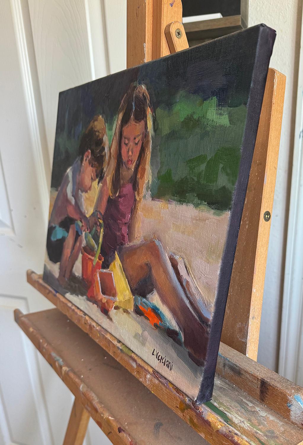 A la orilla del mar, pintura al óleo - Painting de Claudia Verciani
