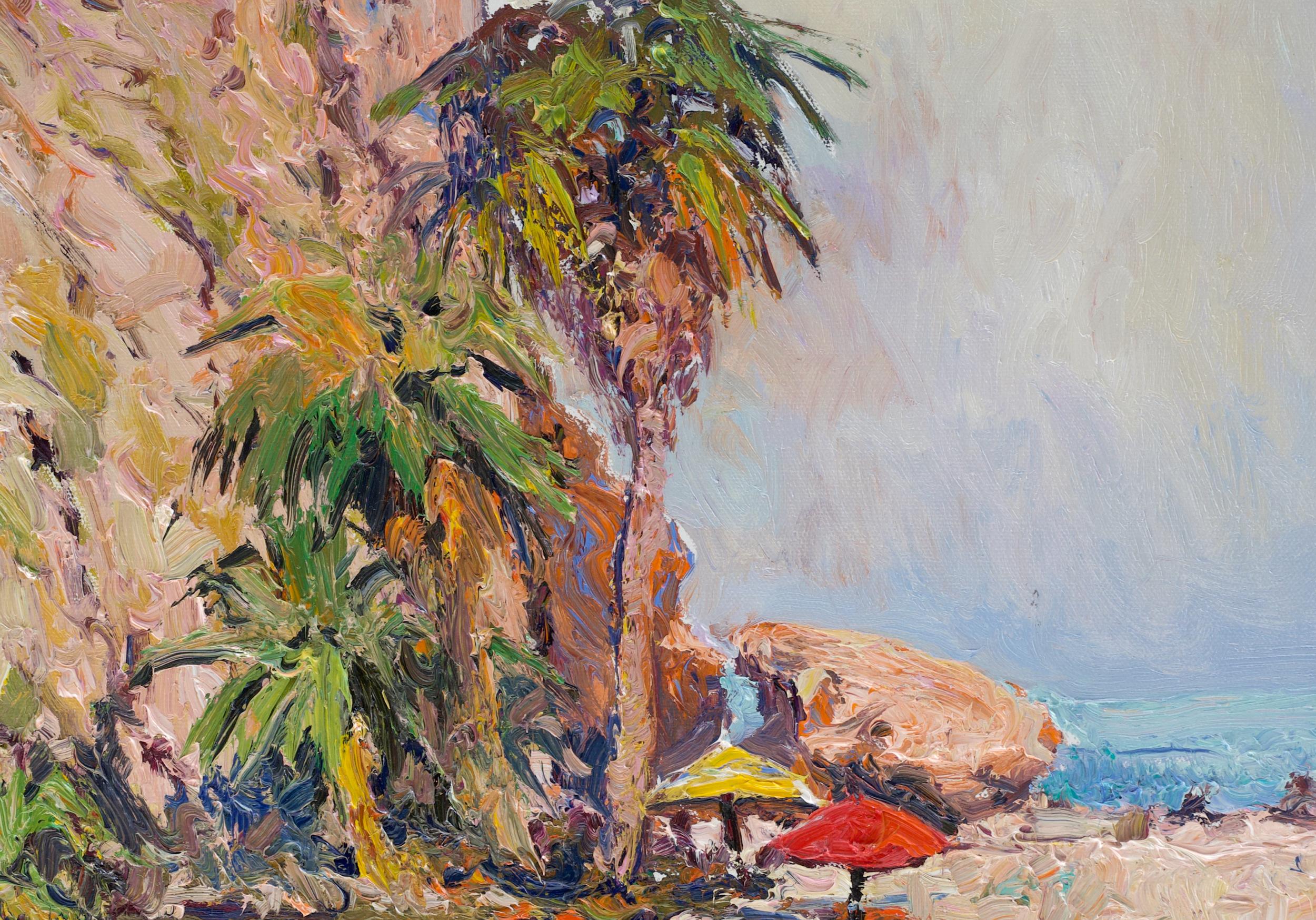 Peinture à l'huile « When the Fog Slowly Goes Away, Beach in Malibu » en vente 1