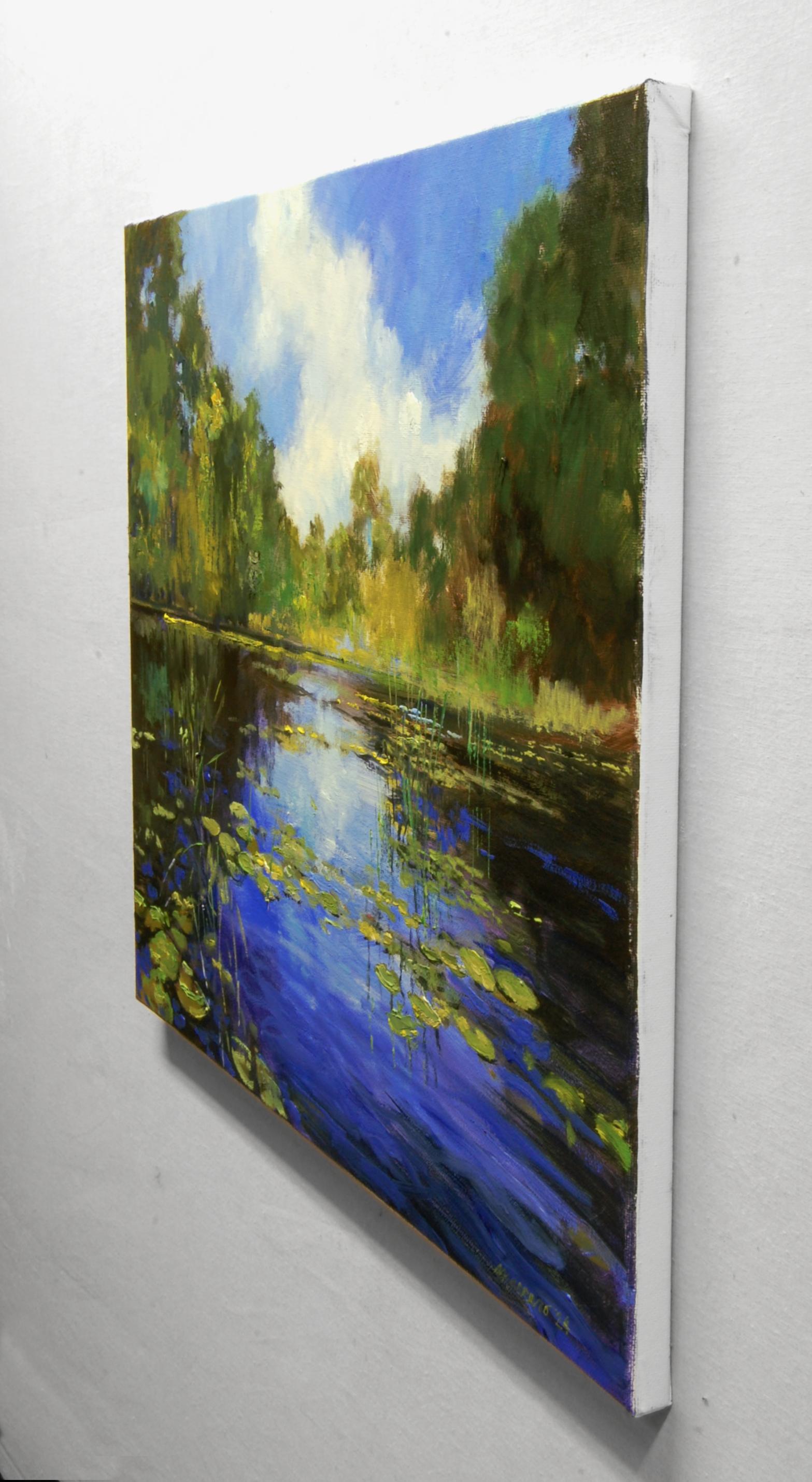 Roseaux émergents, peinture à l'huile - Painting de Onelio Marrero