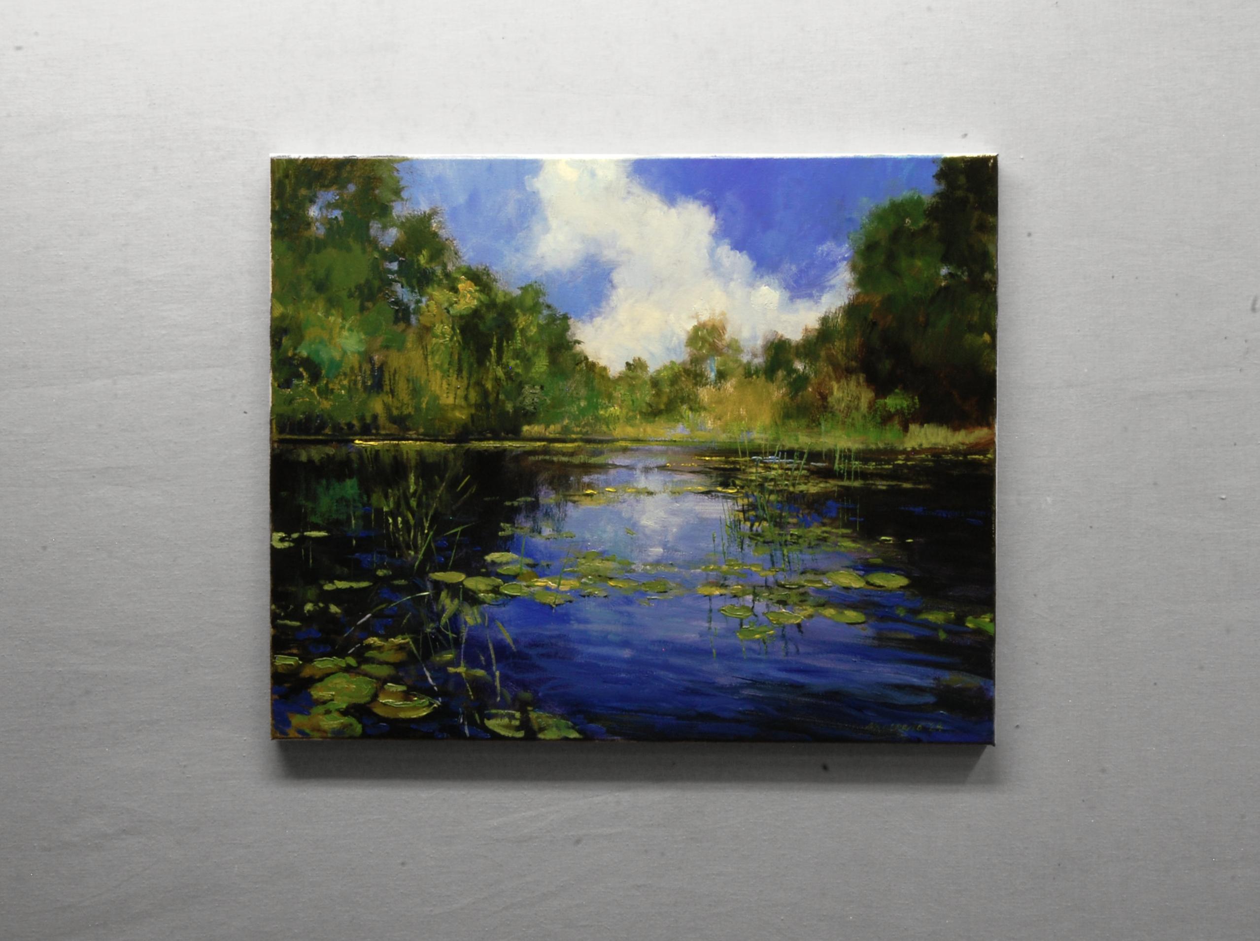 Roseaux émergents, peinture à l'huile - Impressionnisme Painting par Onelio Marrero