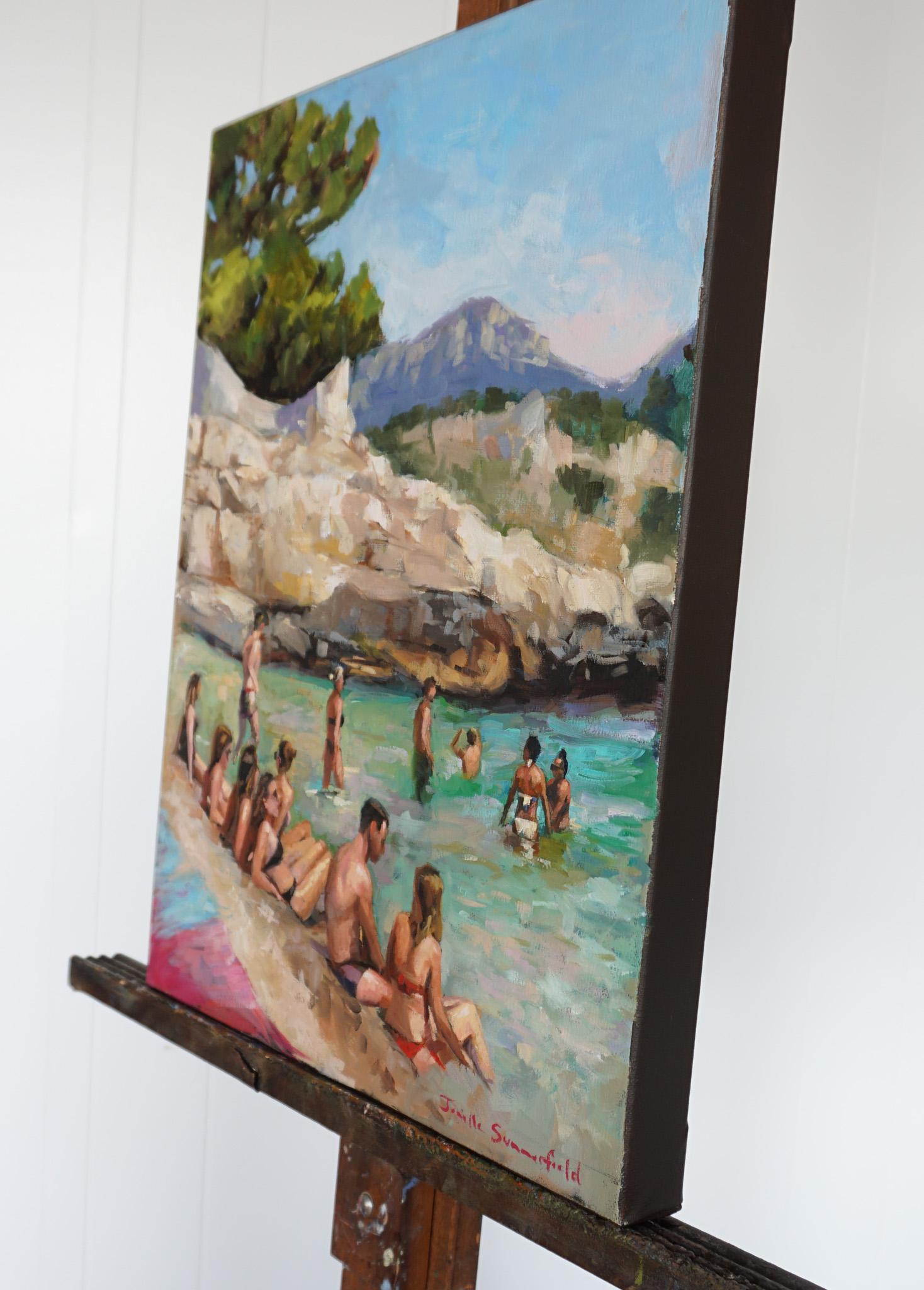Peinture à l'huile de fête de plage à Cassis - Impressionnisme Art par Jonelle Summerfield