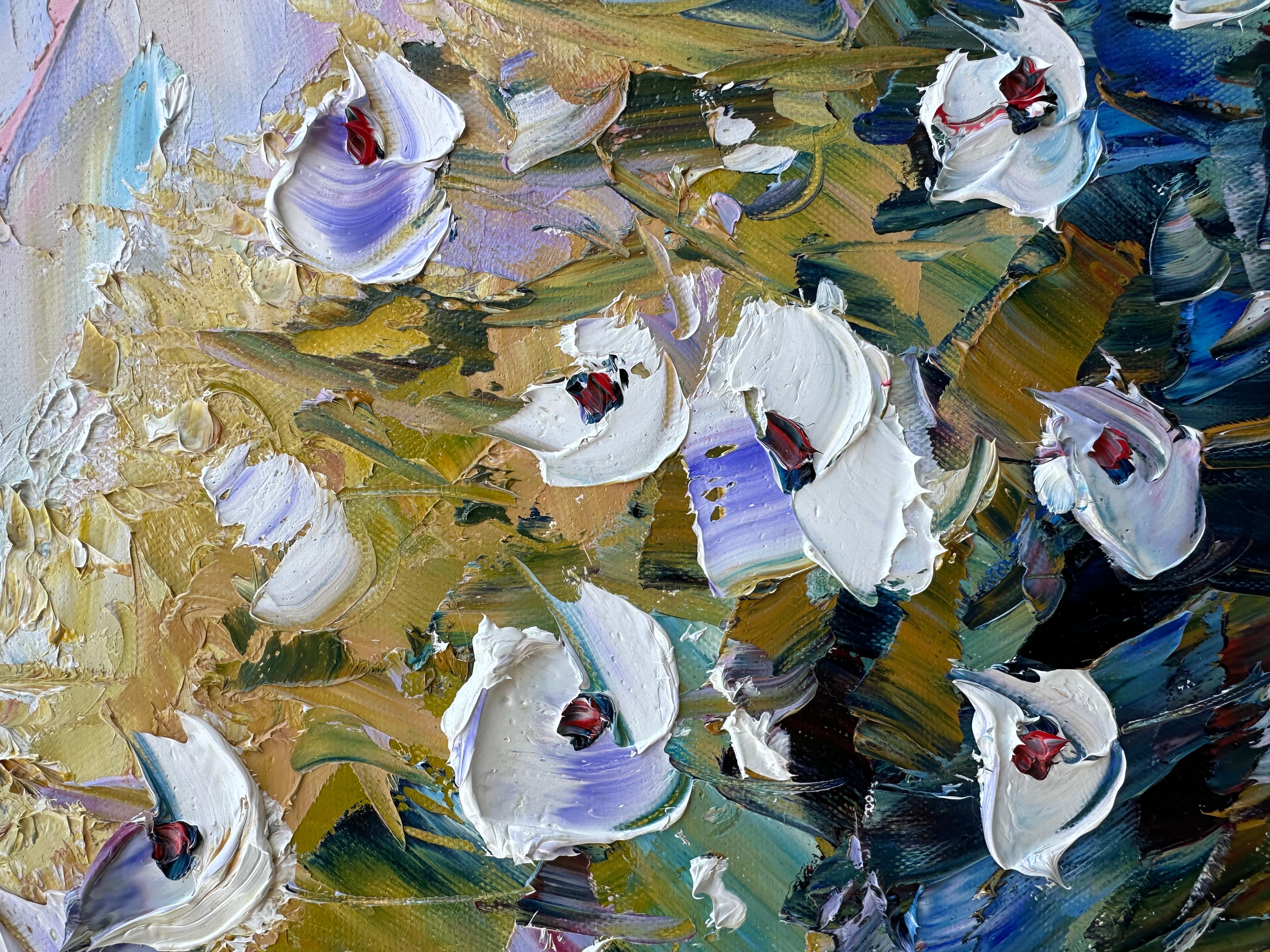 Danza costiera, Pittura a olio - Landscape Painting Blu di Lisa Elley
