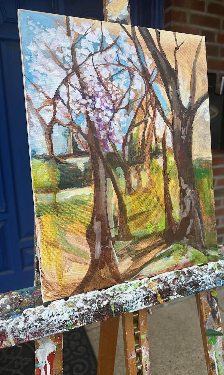 Blossoms blanches, peinture originale - Painting de Colette Wirz Nauke