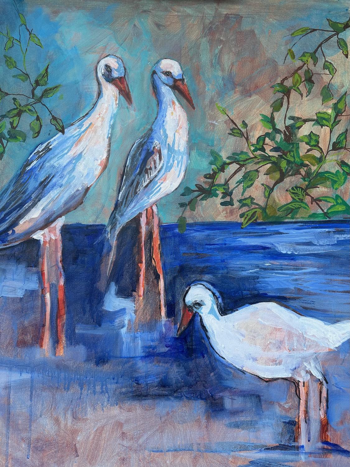 Une voie d'espoir et d'amour, peinture originale - Gris Animal Painting par Colette Wirz Nauke