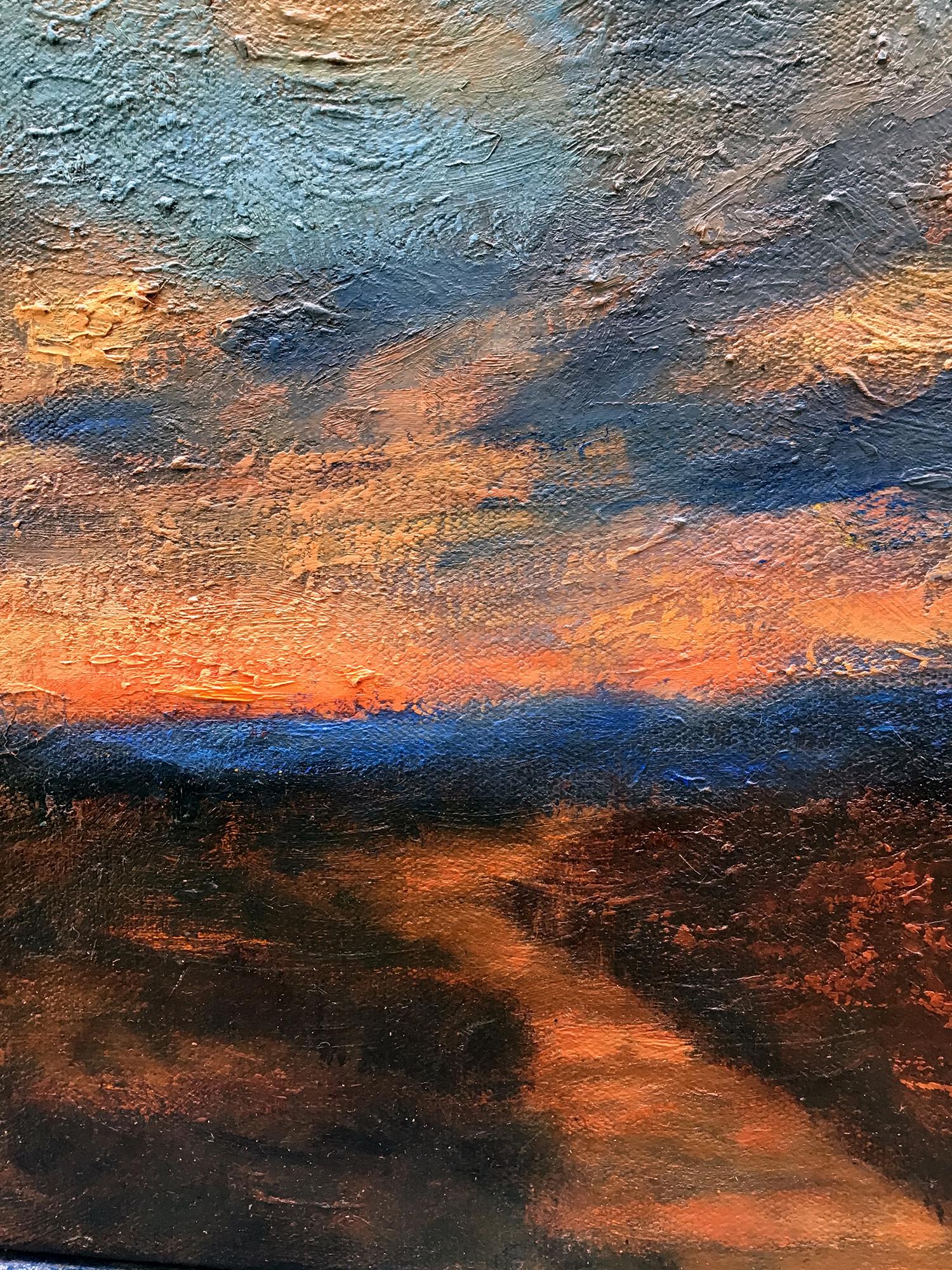 Delta Gloaming, peinture à l'huile - Marron Landscape Painting par Elizabeth Garat