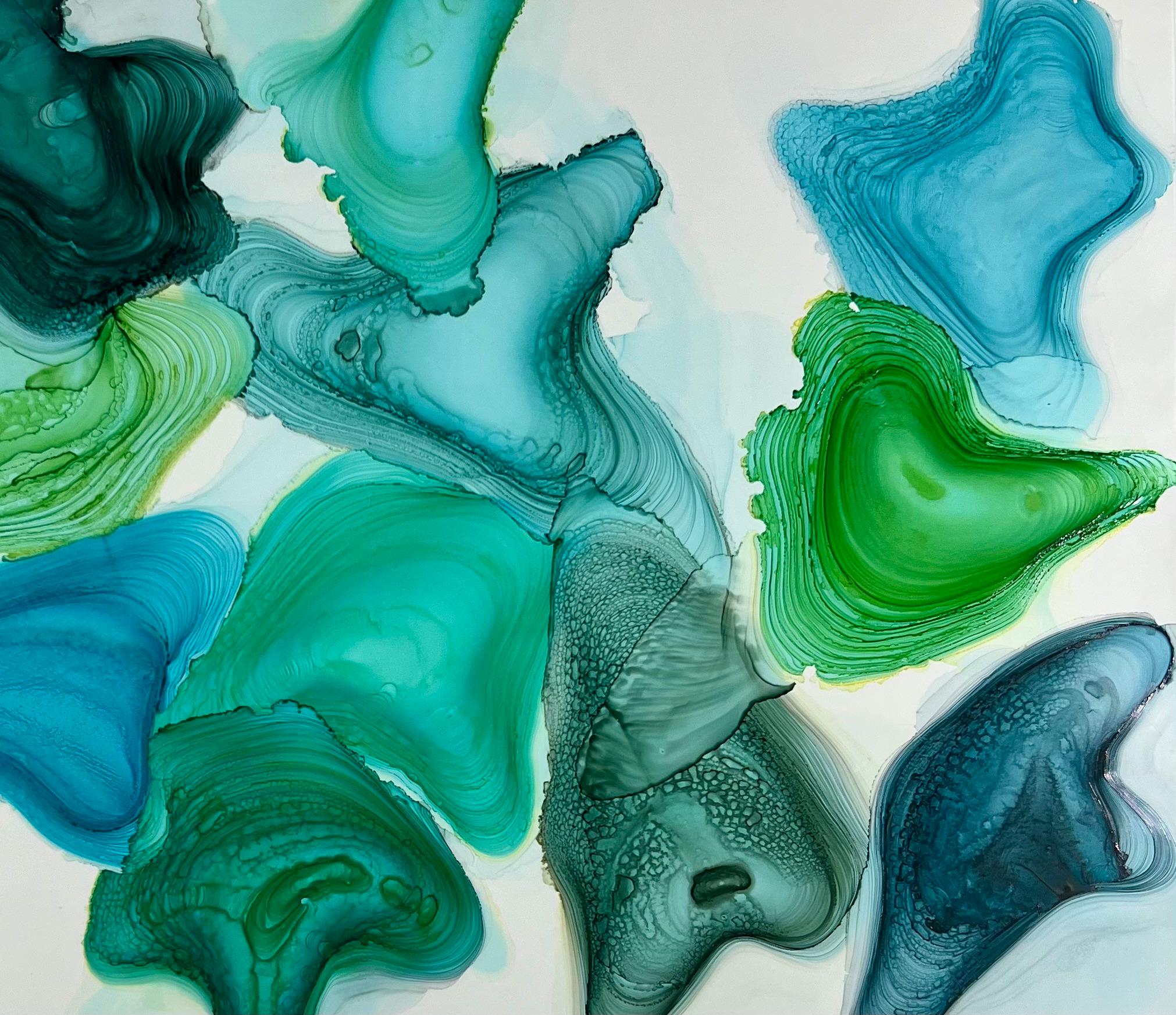 Sirena, Pittura astratta - Abstract Drawing Blu di Eric Wilson