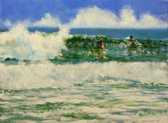 Choque de olas, pintura al óleo