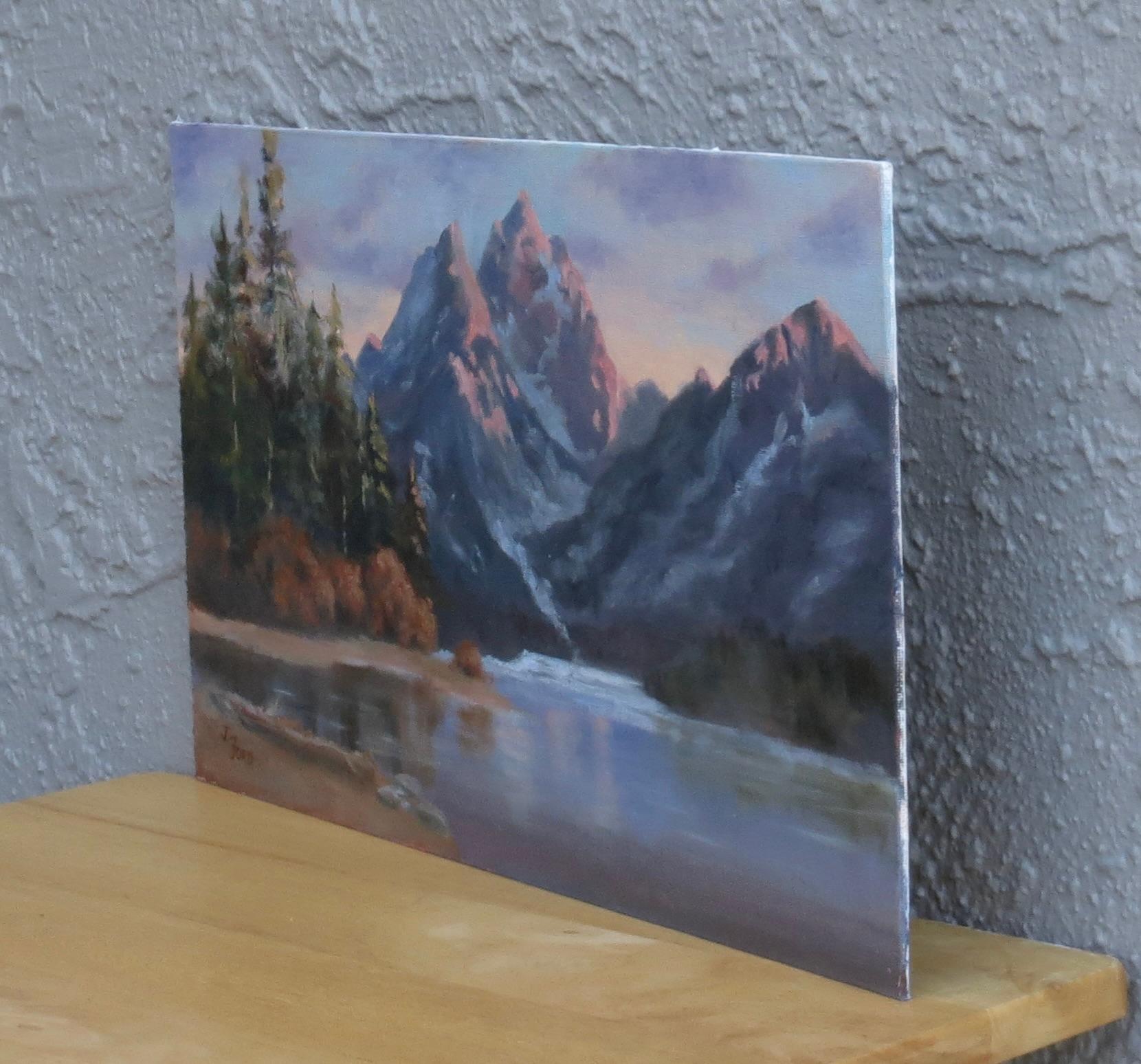 Sunrise in the Grand Tetons, Oil Painting - Impressionist Art by Joanie Ford