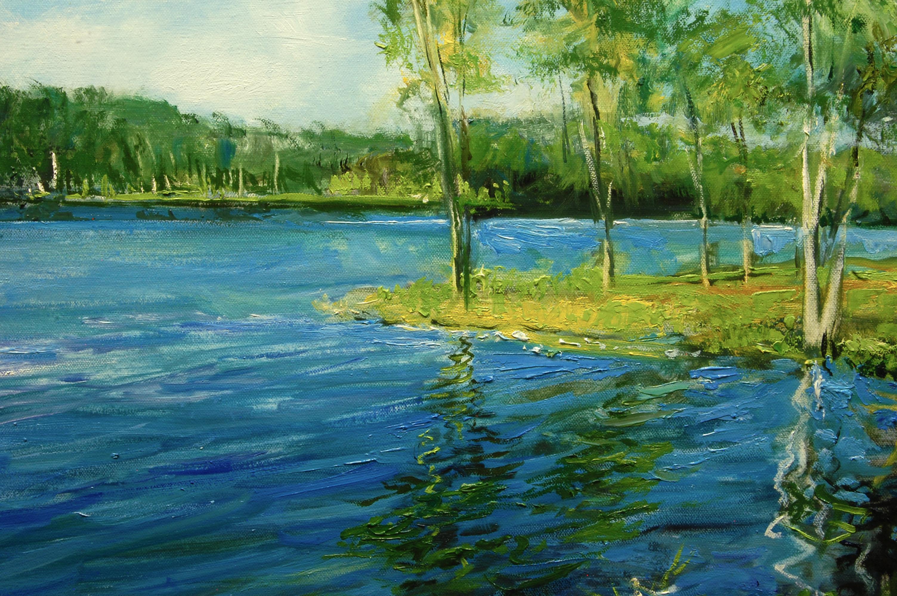 Leisure Lake Early Morning, Oil Painting For Sale 1