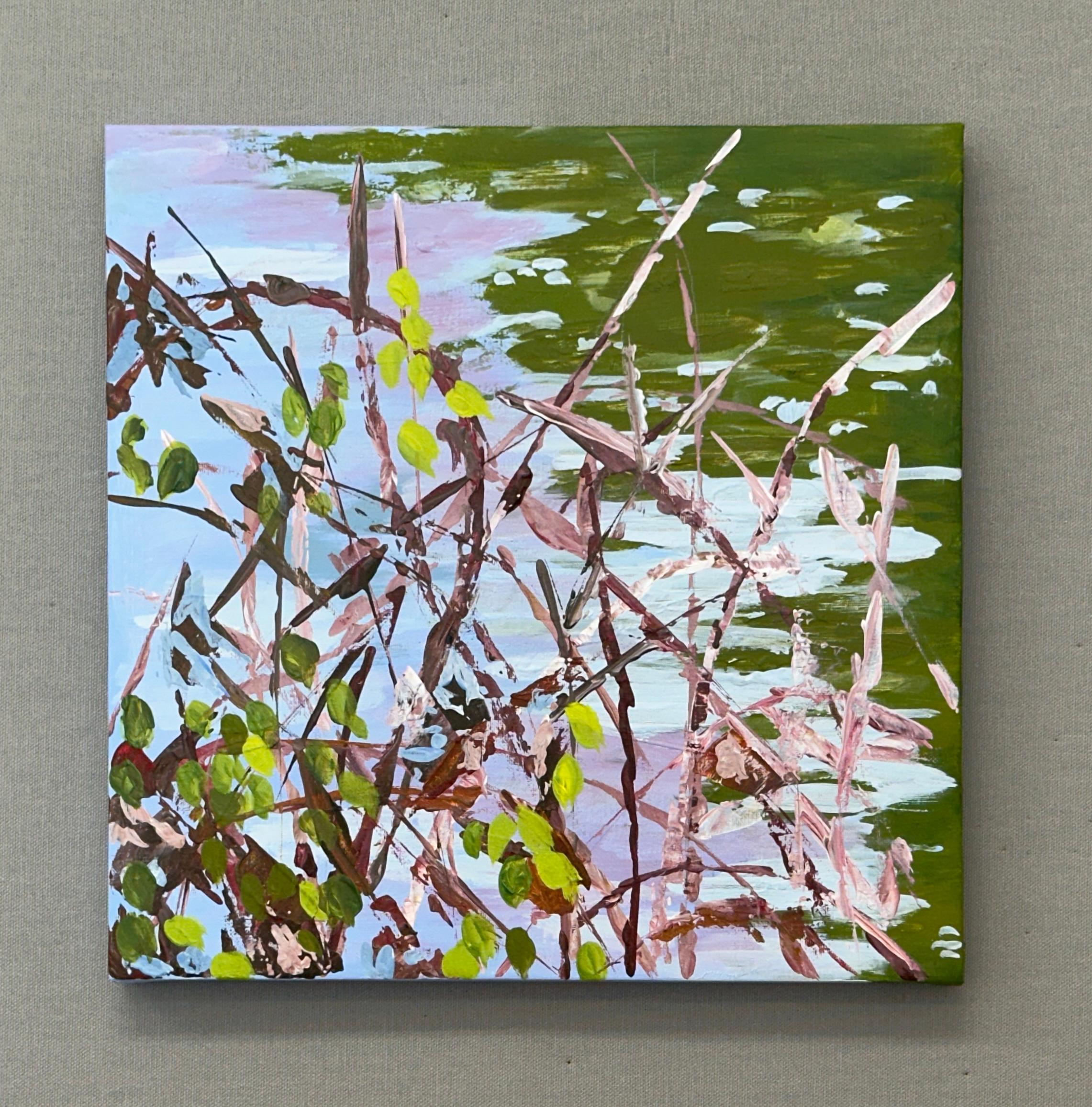<p>Artist Comments<br />Magic, hidden beauty, a secret story, or brambles tangled along the stream. These repeated but varied patterns of chaos, reflected in the water, resemble an impromptu jazz performance. Sunlit leaves provide the bright, high