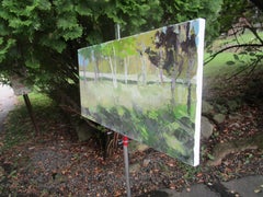 Tree Row by Field, Original Painting