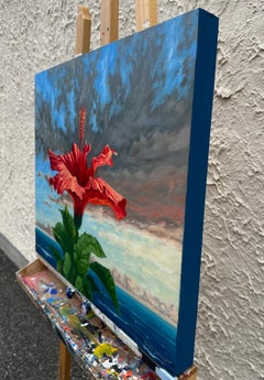 Hibiscus Sunset, Oil Painting