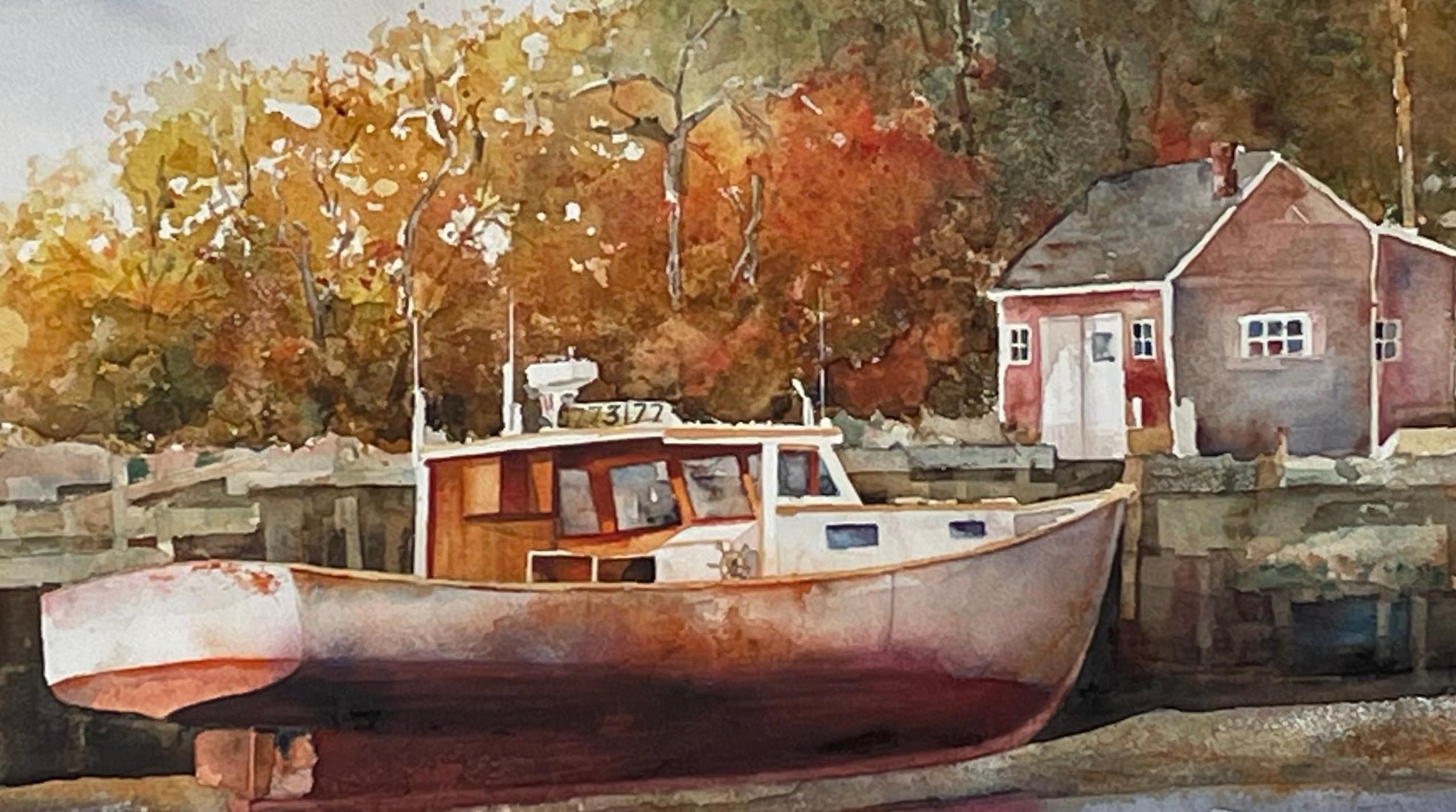 Waiting for the Tide, Original Painting - Brown Landscape Art by Thomas Hoerber