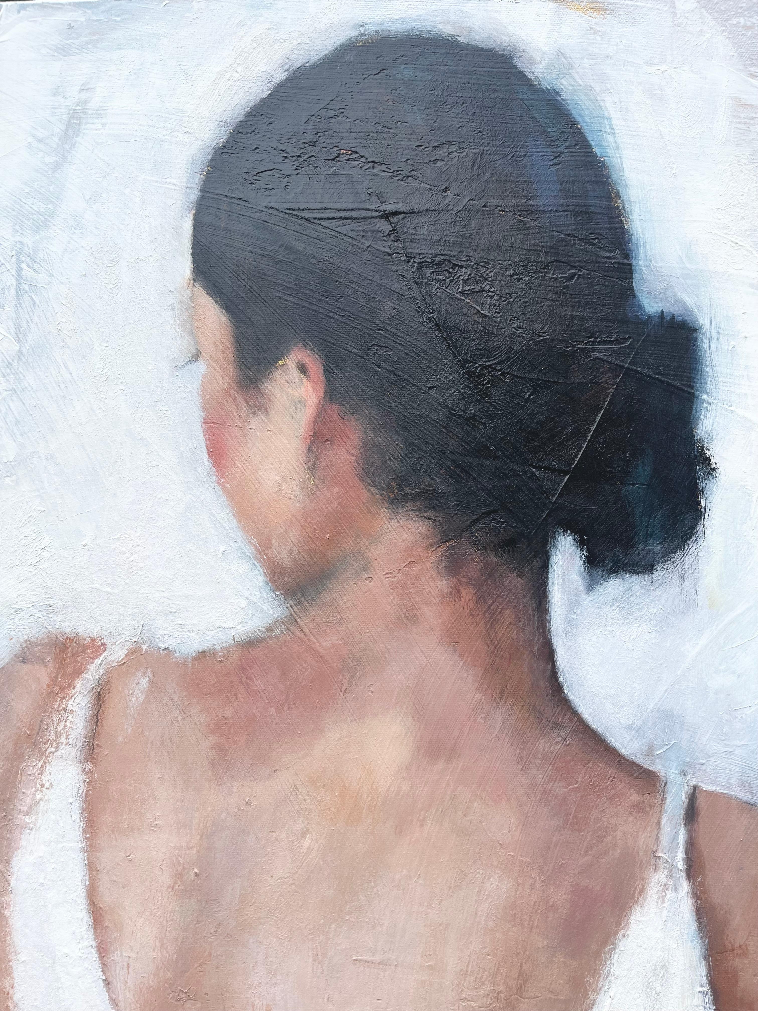 She Who is Brave, peinture originale - Gris Figurative Painting par Nava Lundy